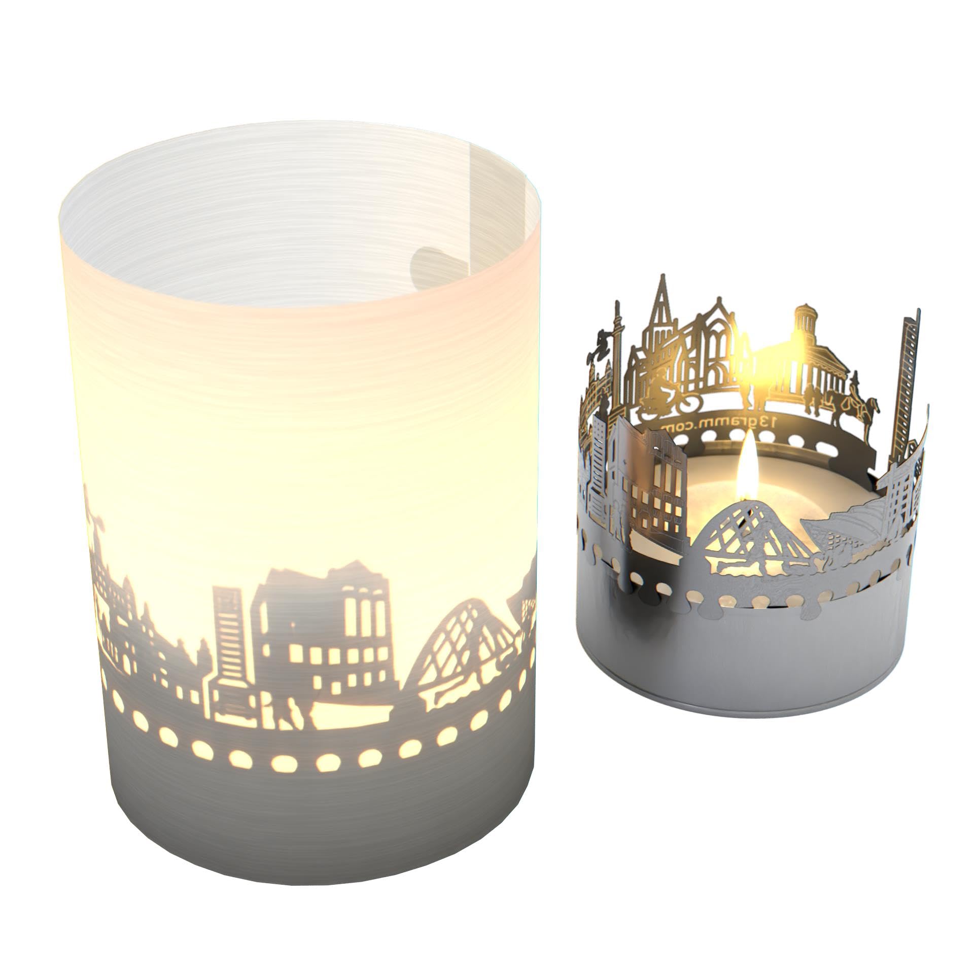 Glasgow Skyline Gift Tube: Shadow Play Candle - Best Souvenir for Glasgow Fans, Stunning Silhouette Projection & Mesmerizing Shadow Play