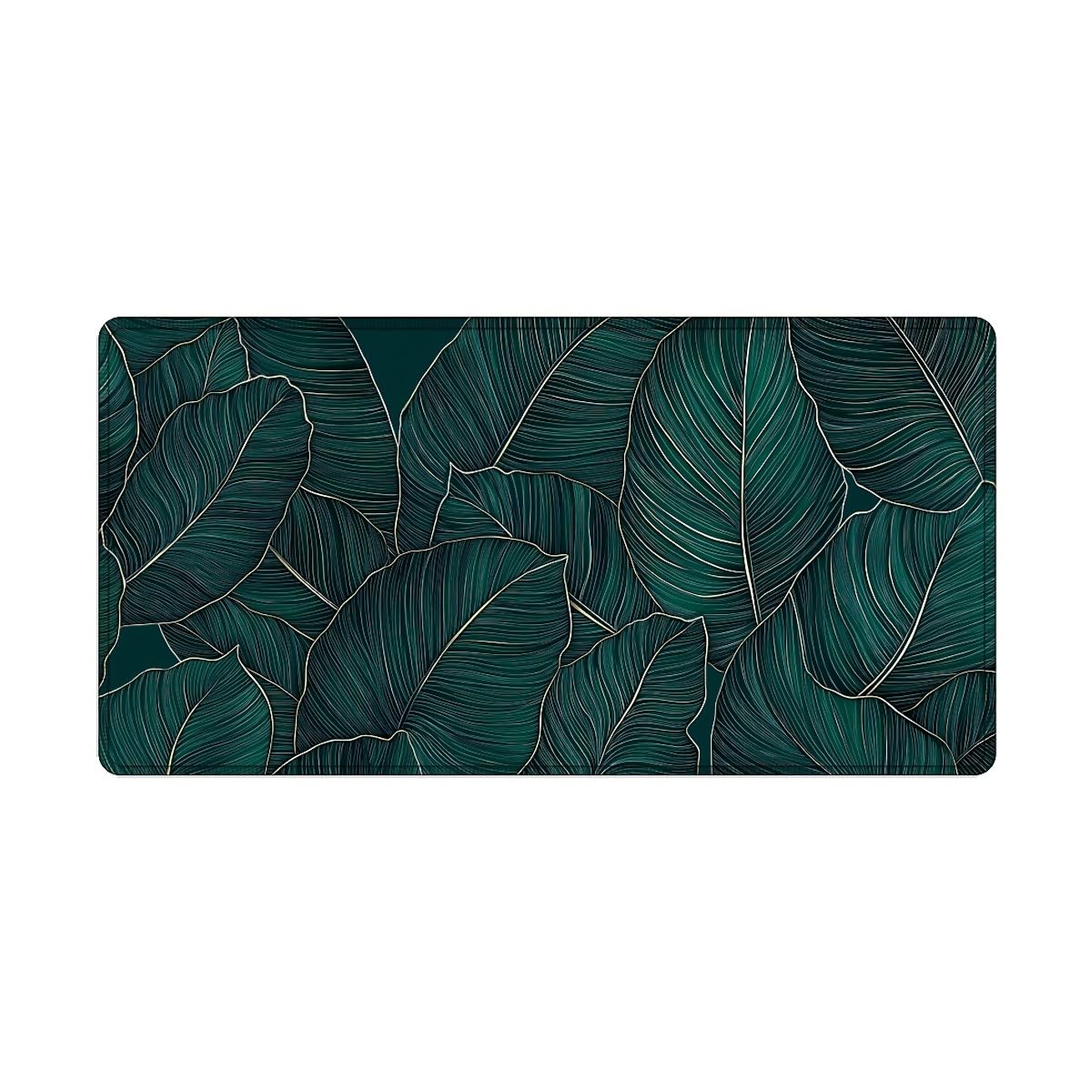 artslion Mauspad mit Gestapelte Blätter Muster (80×40CM), Tischunterlage Large Size, Gaming Tastatur Matte, rutschfeste Gummibasis, Genähte Kanten Mauspad, Großer Erweiterter Schreibtisch Schutz