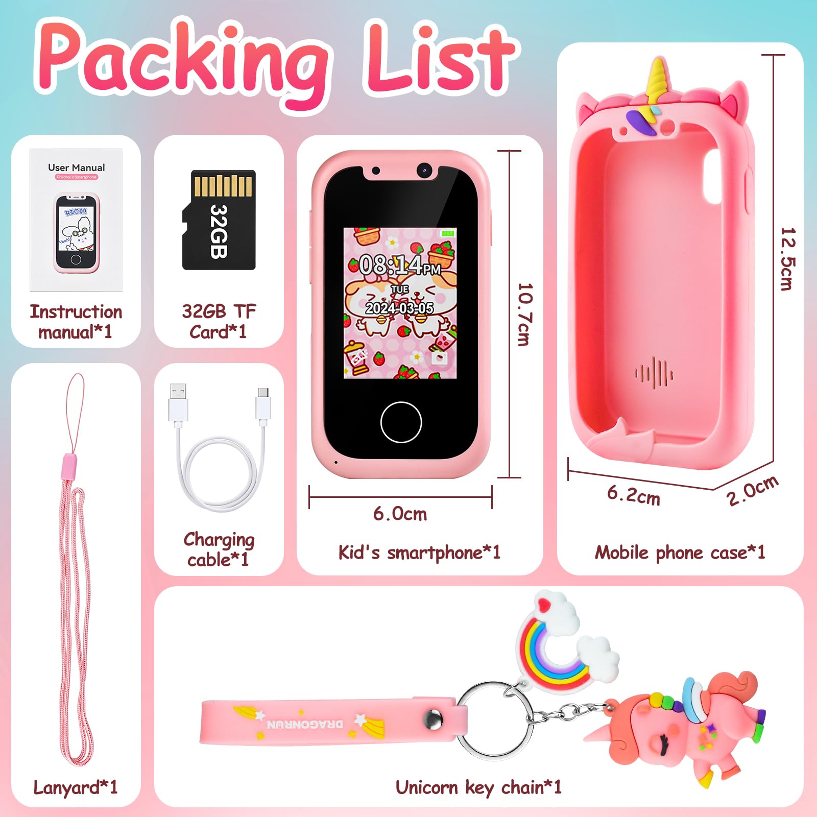 Telefono Bambini Cellulare Smartphone Giocattolo per Bambini Anni Telefonino Bambina Telefono Cellulare Finto per Bambini Vero 3 4 5 6 7 8 9 10 Anni Unicorno Cellulari Bambina Regalo Kids Phone Toy