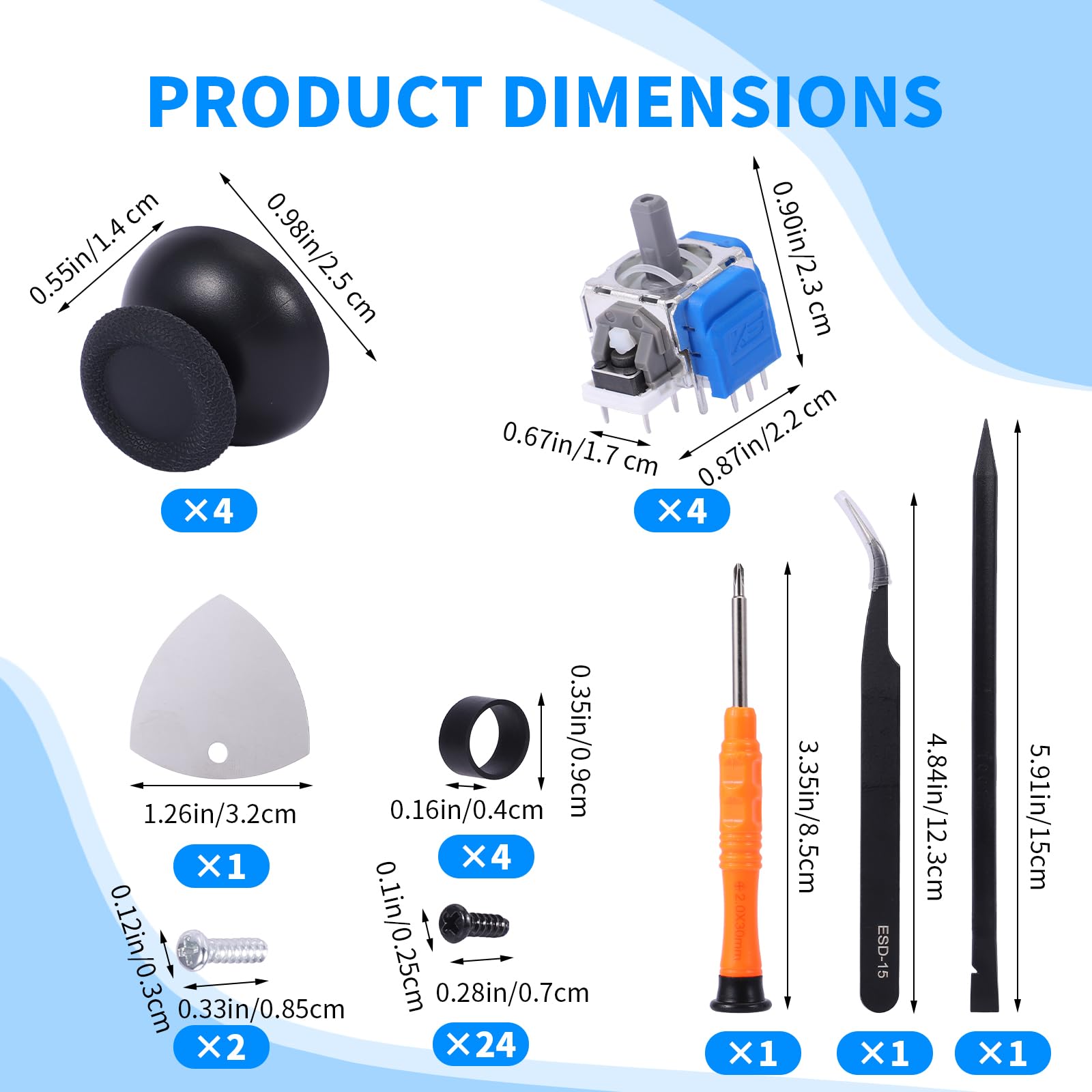 TMR Elektromagnetyczne Joystick, Kompatybilne z PlayStation 5 PS5, Bez Dryftu, Zestaw Naprawczy z Nasadkami 3D, Akcesoria Zamienne z Narzędziem Otwierającym