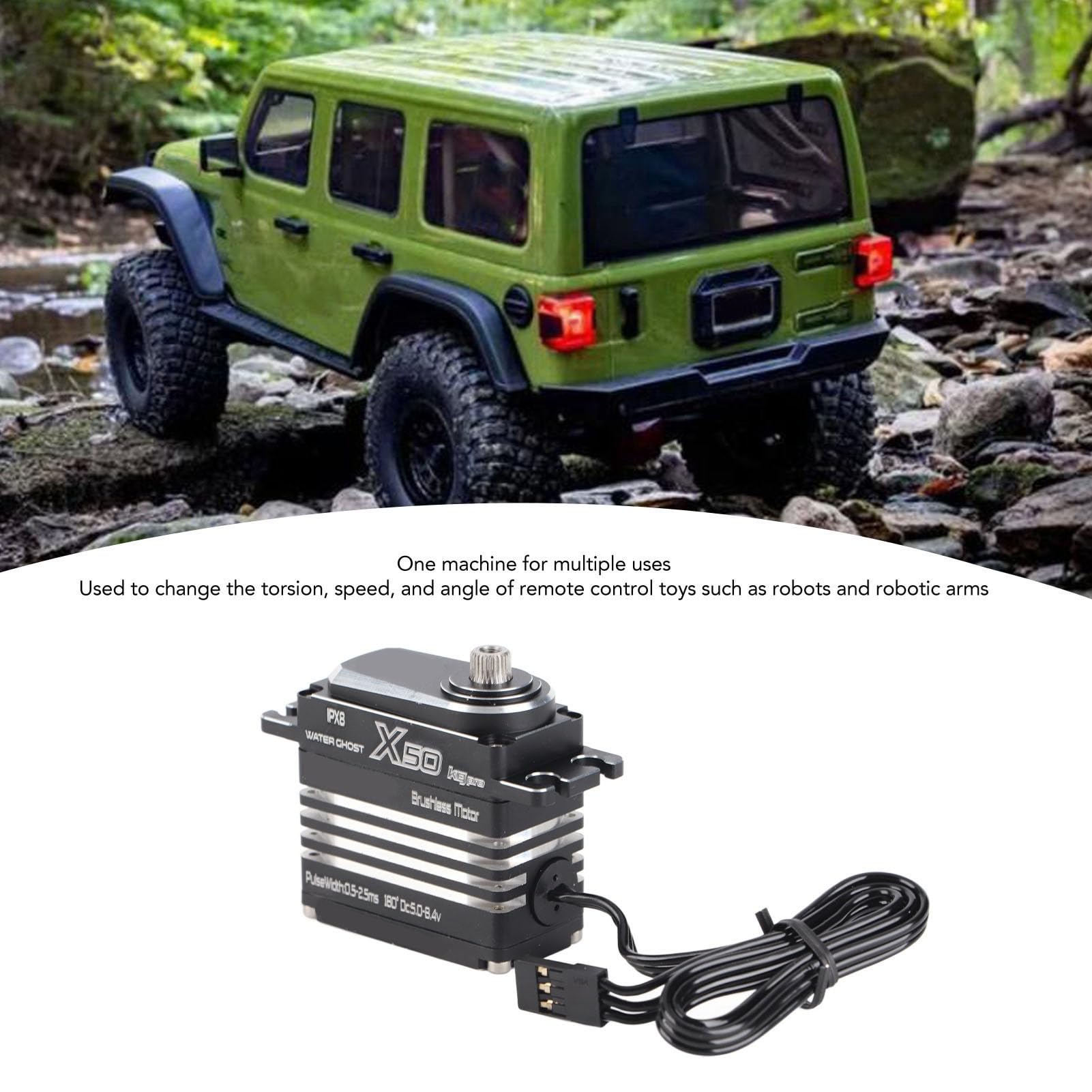 RiToEasysports Servo de Dirección de Coche RC de 50KG, Servo Digital RC Impermeable de Alta Velocidad de Aleación de Aluminio de Alto Rendimiento para Coche RC 1/8 1/10 Accesorio De Modelo De Coche