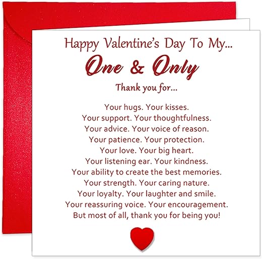 Special Happy Valentine’s Day Card, Valentine’s Day Card for Him Her Boyfriend Girlfriend, Happy Valentine’s Day to My One and Only