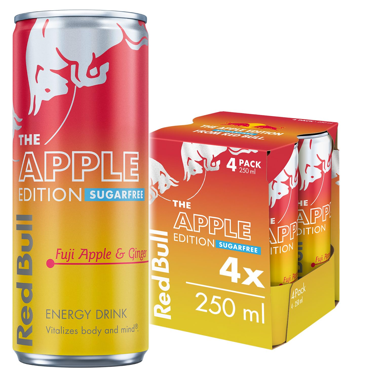 Red Bull Winter Edition Sugarfree Fuji Apple & Ginger Energy Drink 250ml 4 pack