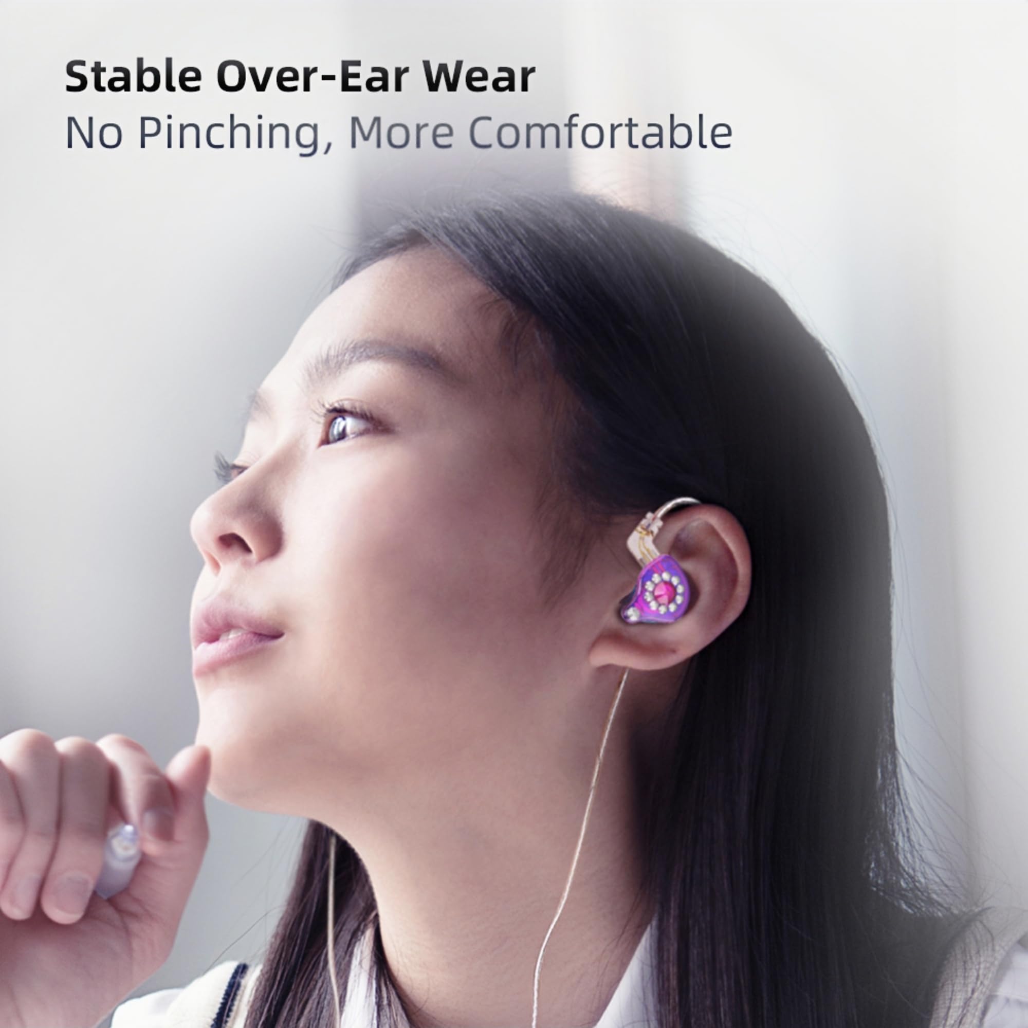 HJX QKZ AK6 Spark przewodowe słuchawki HiFi z mikrofonem, słuchawki do gier, słuchawki IEM, dla piosenkarzy, muzyków, membrana kompozytowa PET 11 mm, dynamiczne (kolorowe)