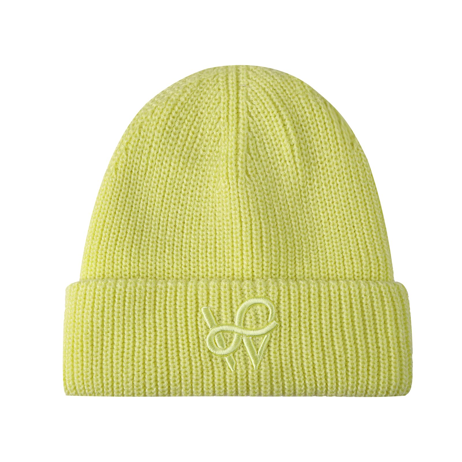 WKF Womens Knit Beanie Hat Acrylic Winter Hats for Women Men Soft Warm Unisex Cuffed Beanie (Bright Yellow)