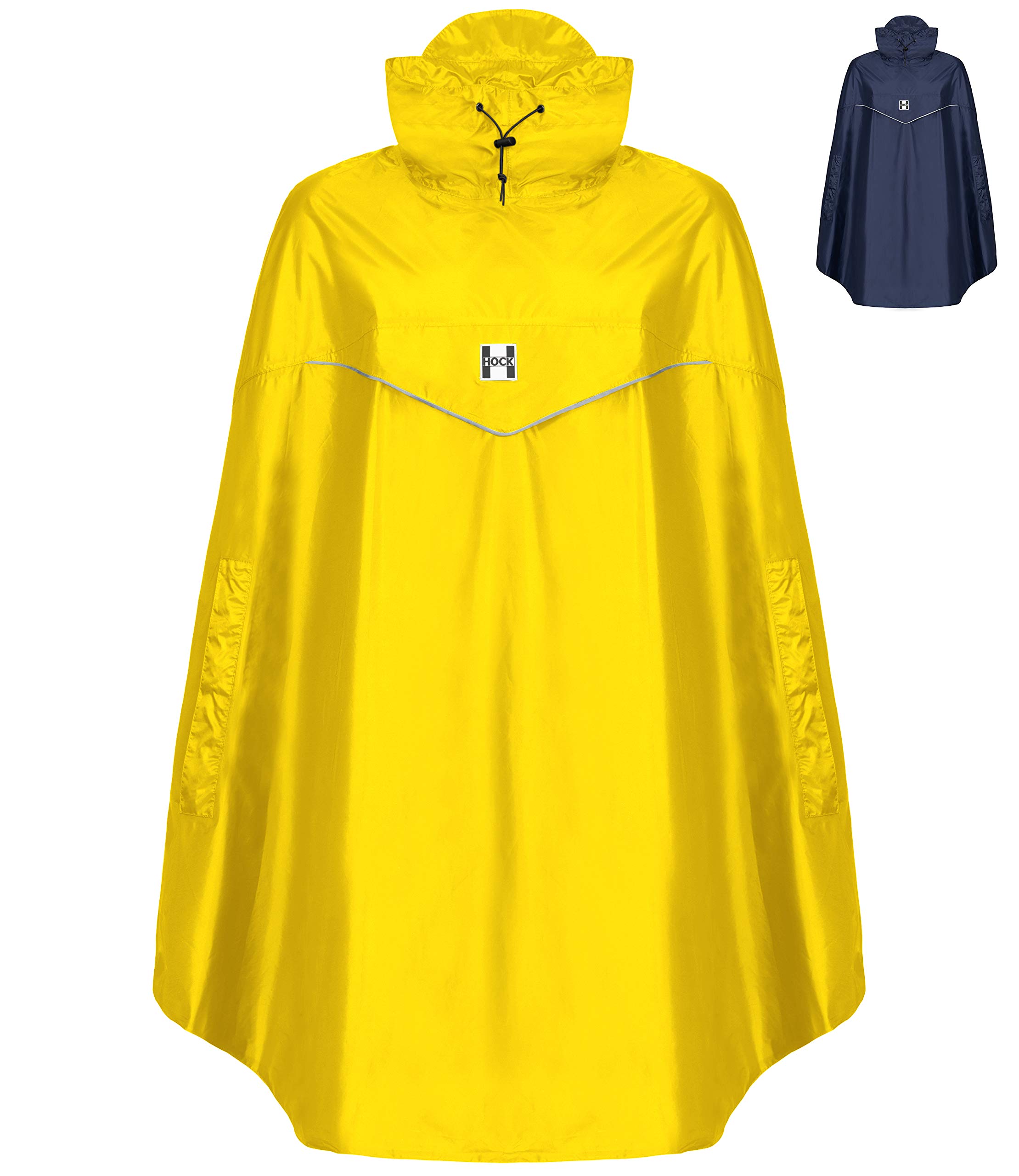 HOCK Fahrrad Regenponcho 'Rain Light' mit Kapuze und seitlicher Armöffnung - Extra Leichtes Regencape für Damen & Herren - 100,0% Wasserdichter Fahrradponcho inkl. Sturmband