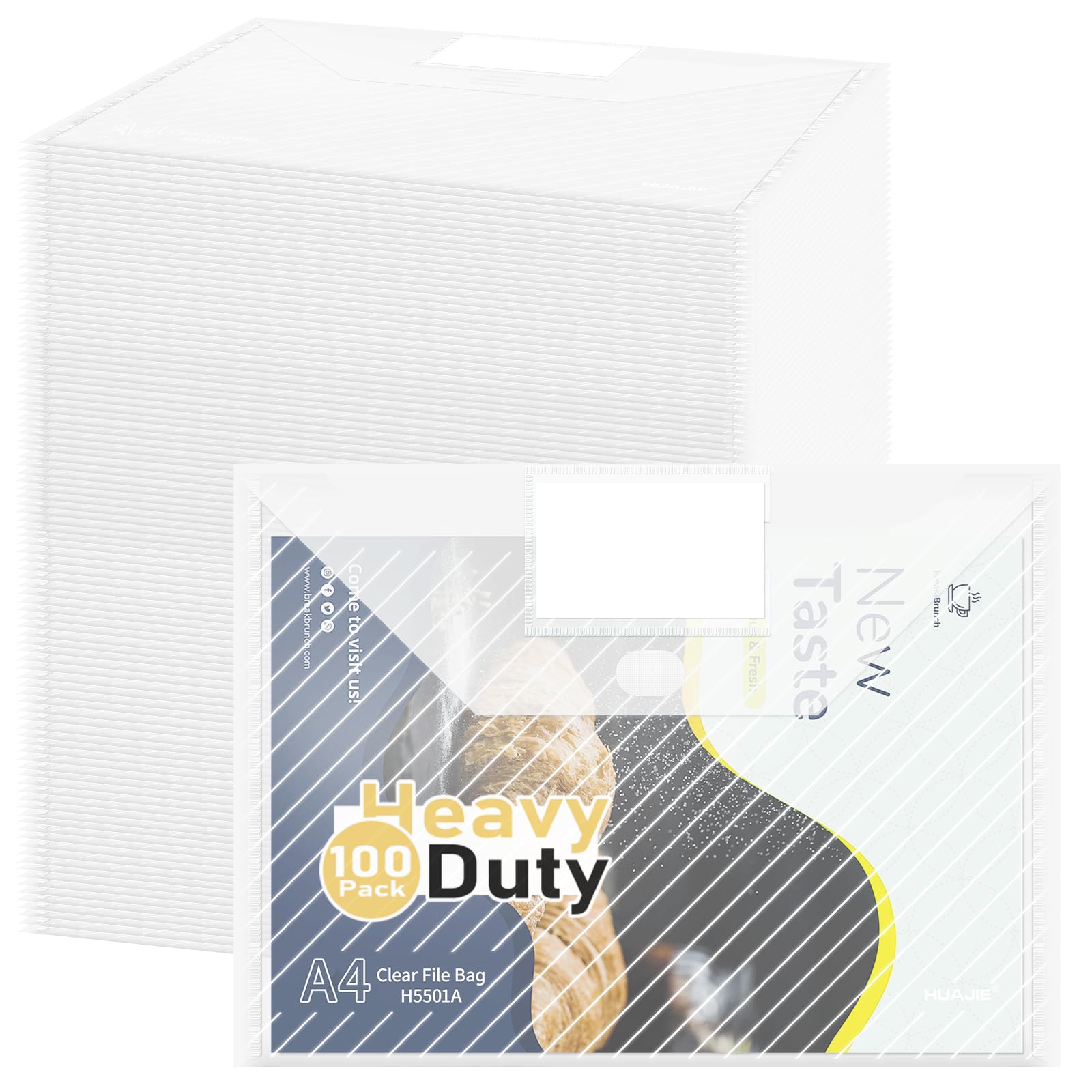 Buste in plastica trasparente, con tasche per etichette, per lettere A4, organizer per scuola, casa, lavoro, ufficio (100, trasparente)