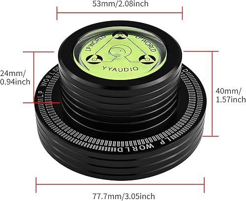 Miniatura 7 de Estabilizador de peso y disco de vinilo para tocadiscos, aleación de aluminio con prueba de nivel y velocidad incorporada, base antideslizante para