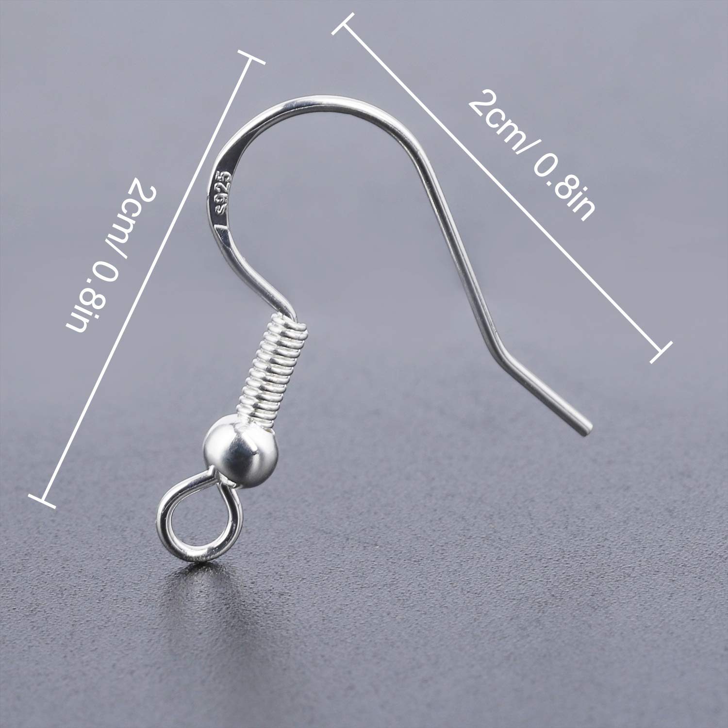 Ganci per Orecchini in Argento Sterling 925, 100 Pezzi, Placcatura Argento con Sfera a Molla, per Fai da Te Gioielli