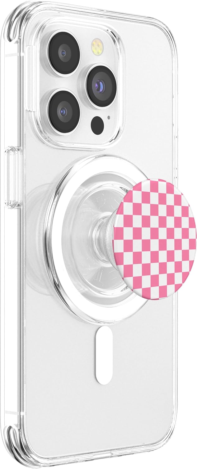 Cute Pink Checkerboard Classic Checkered Big Checkerboard PopSockets MagSafe PopGrip for iPhone image 3
