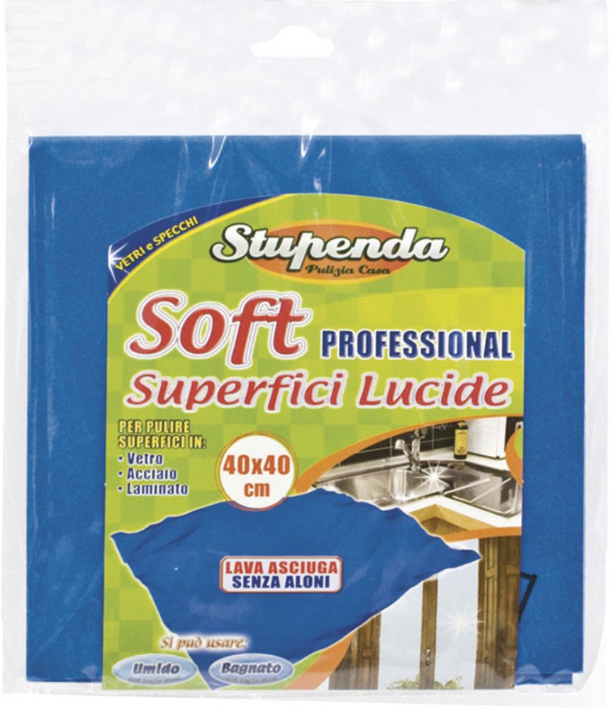 La Briantina Panno Pulizia Soft in TNT Assorbente e Sgrassante, per Superfici Lucide Vetri e Specchi, Riutilizzabile, 40x40 cm.