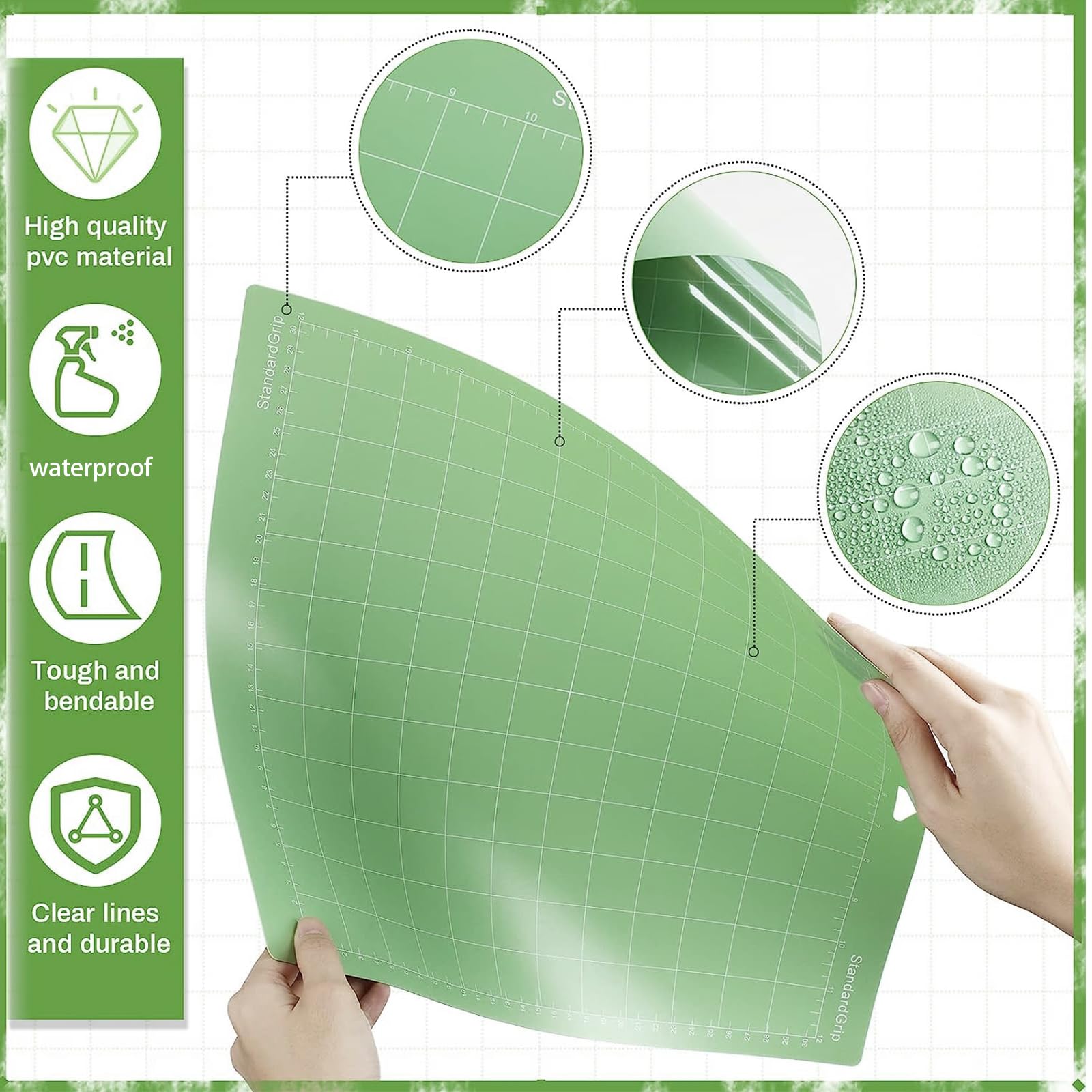 Akcesoria Grip mata do cięcia Cricut Joy (35,5 x 14 cm, 21,5 x 14 cm) z siatką, 6 sztuk matowych mat do cięcia kart, papieru, folii winylowej, plotera, klej premium