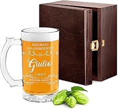 Maverton Personalised Beer Mug - Beer Glass Gift Man Birthday 400ml - Mug with Handle for Men Gifts - Height 15cm High Quality Glass - Personalised Gift Idea