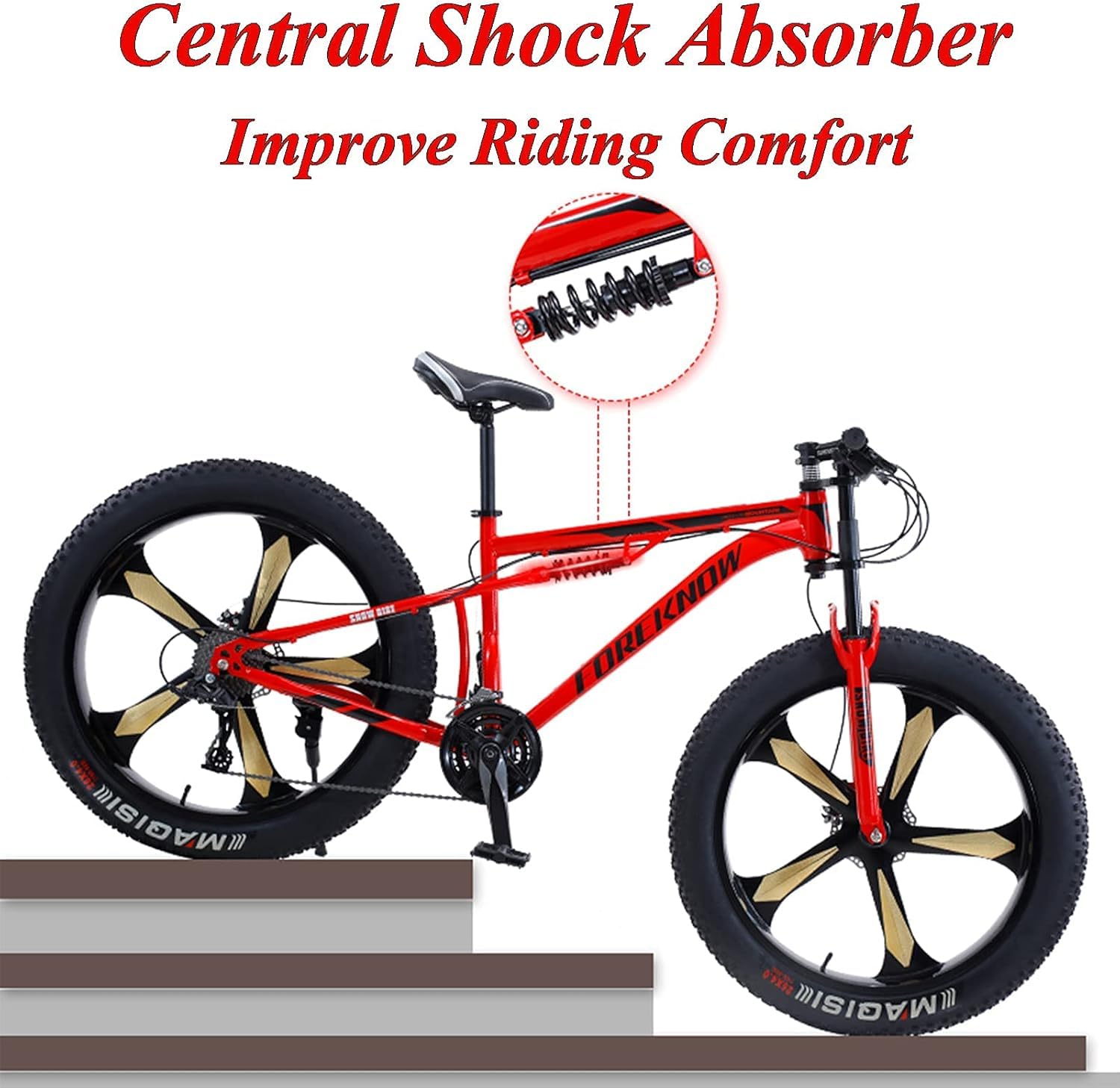 Mountain Bikes Men 26 Inch Fat Tire Adult Full Suspension Mountain Bike, High Carbon Steel Large Weft Dual Arm Disc Brake Bicycle, SIGA Black,: Buy Online at Best Price in UAE