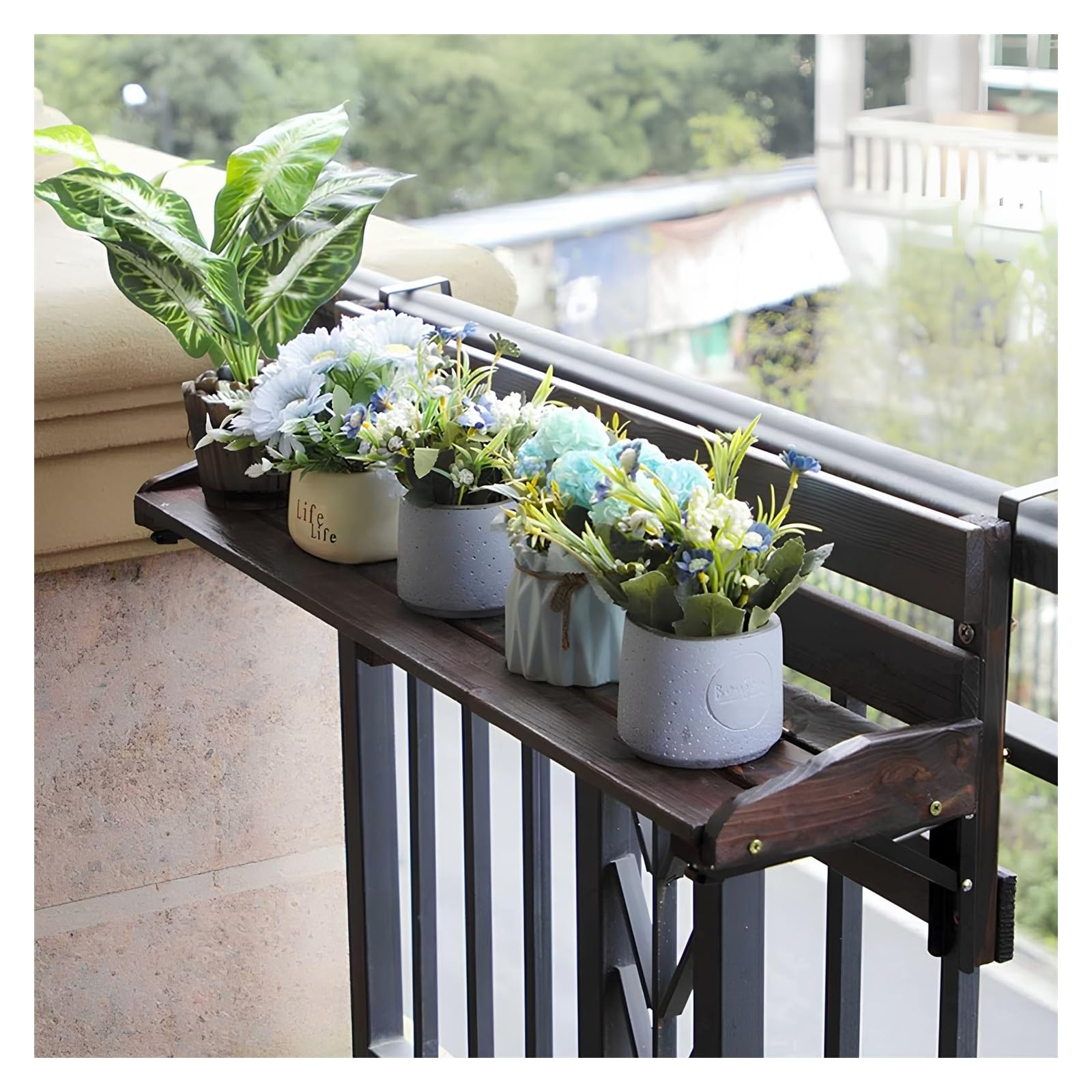 Table de balcon gain de place pliante en métal 90 cm pour petit espace
