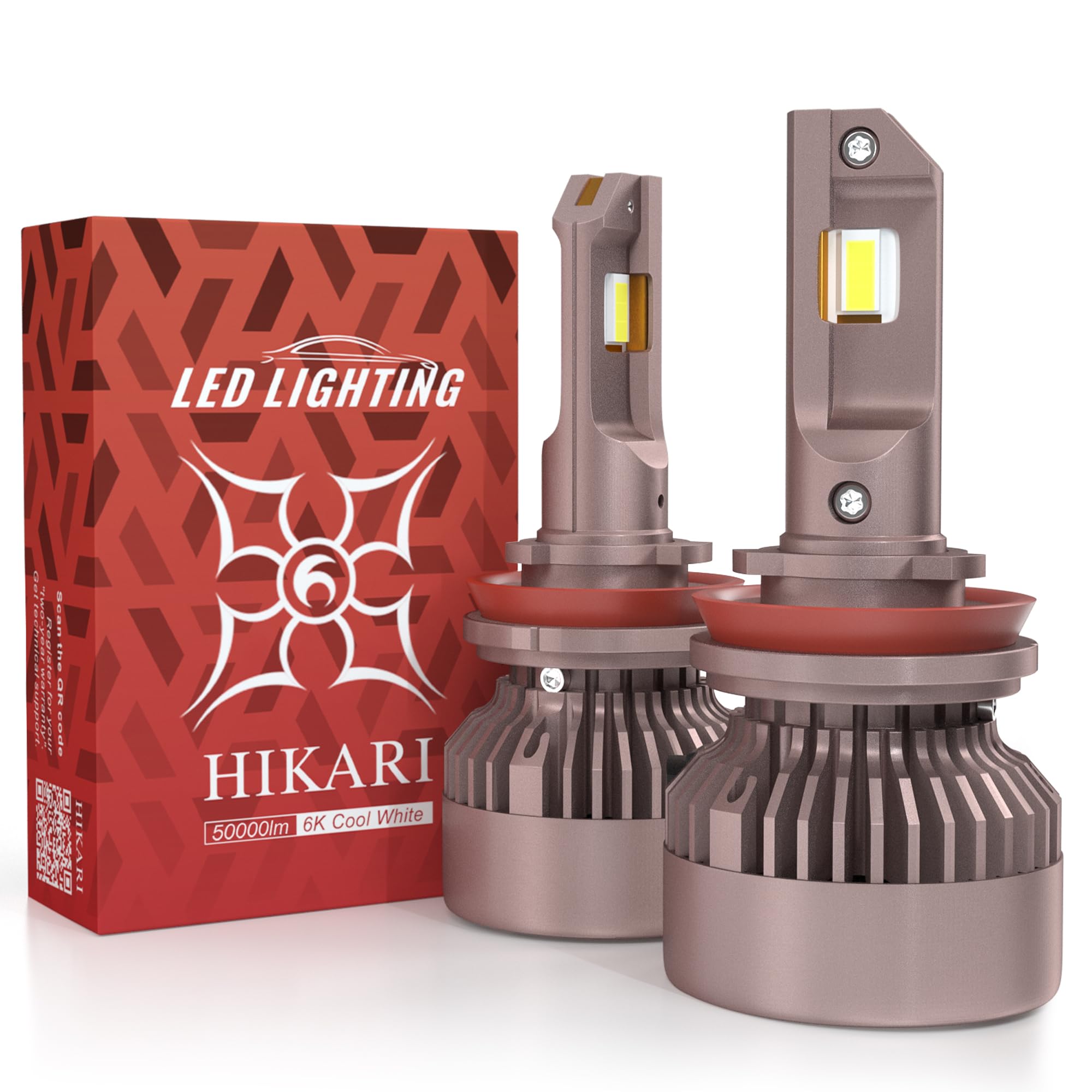HIKARI WINGS2023 Future 30000LM H11/H8/H9 LED Bulbs, Fog Light, 65W Titanova LED, High Lumens LED Kit,6000K Cool White, IP68 Waterproof, Halogen Upgrade Replacement, H16 Foglight