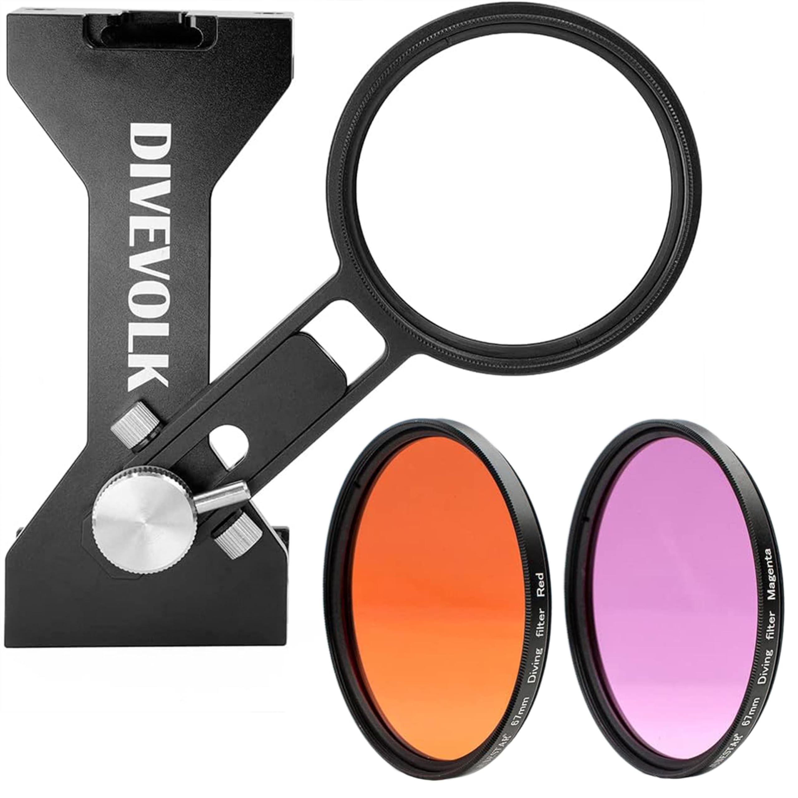 DIVEVOLK Expansion Clamp for Sea Touch 4 Underwater Housing Including Red Filter/Purple Filter Clamp + Conversion Ring