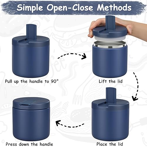 Miniatura 2 de Pawtong Tarro de comida aislado al vacío de 17 onzas con tapa de hebilla, termo de sopa de boca ancha para comida caliente para niños, contenedor de