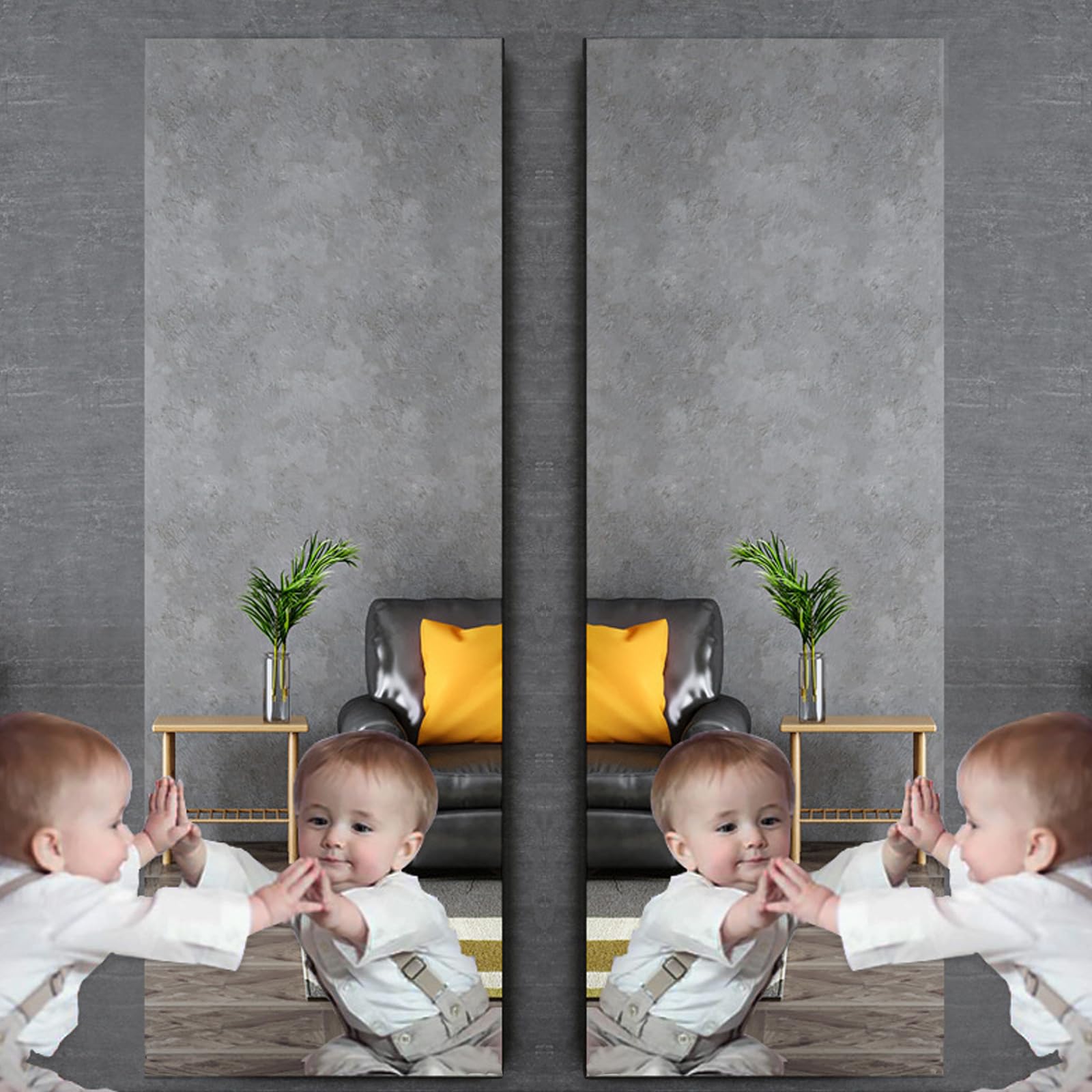Selbstklebender Wandspiegel(40x120cm 2 Stück) Acryl Klebespiegel Ganzkörperspiegel 2mm Dicke,Spiegel zum Kleben für Tür,Schlafzimmer,Wohnzimmer&Kinderzimmer,DIY Spiegelfliesen selbstklebend