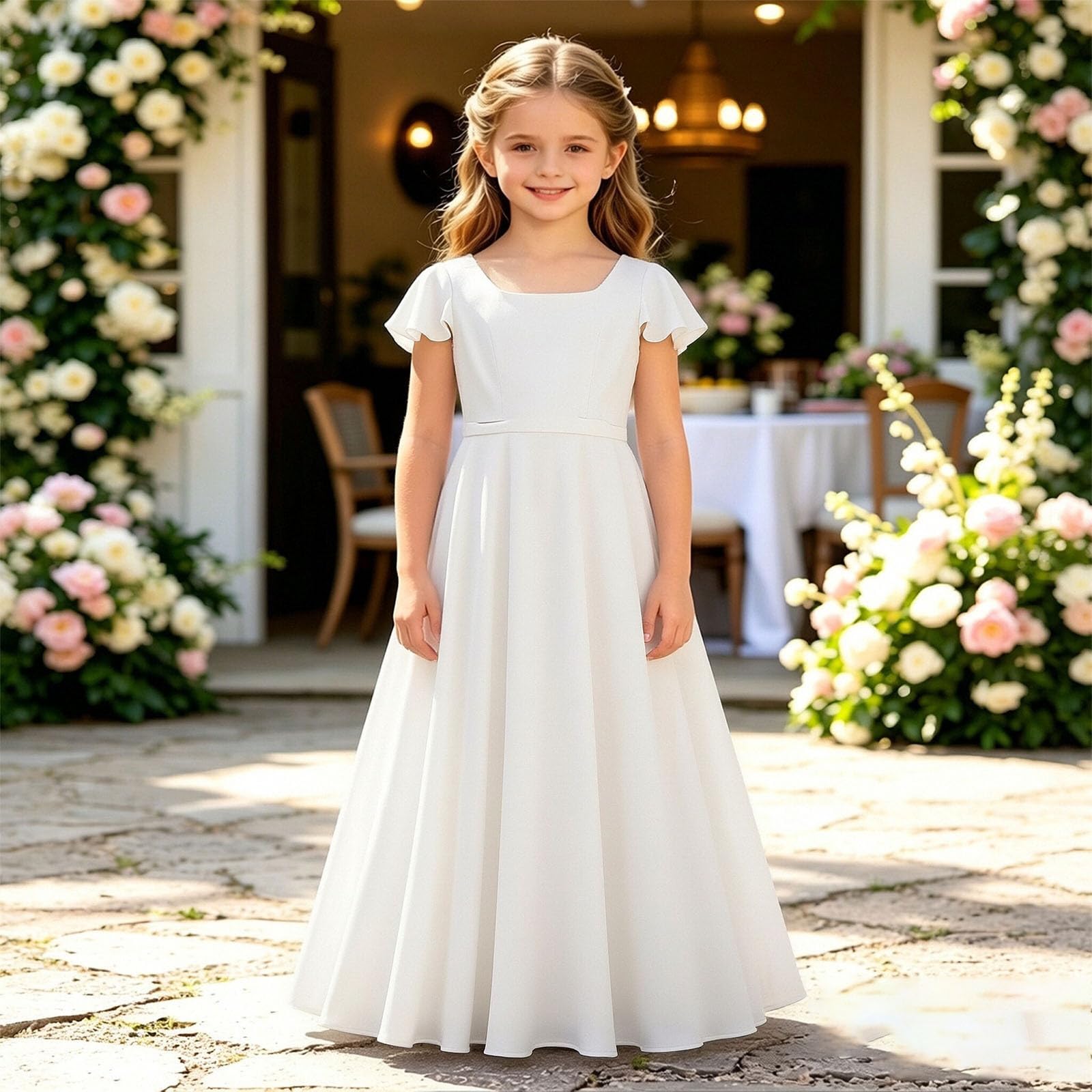 Vestido de Gasa Elegante para Niñas, Vestido Formal para Actuaciones de Piano Violín Recitales, Vestido de Fiesta Fluido con Tutú Ceremonia Infantil
