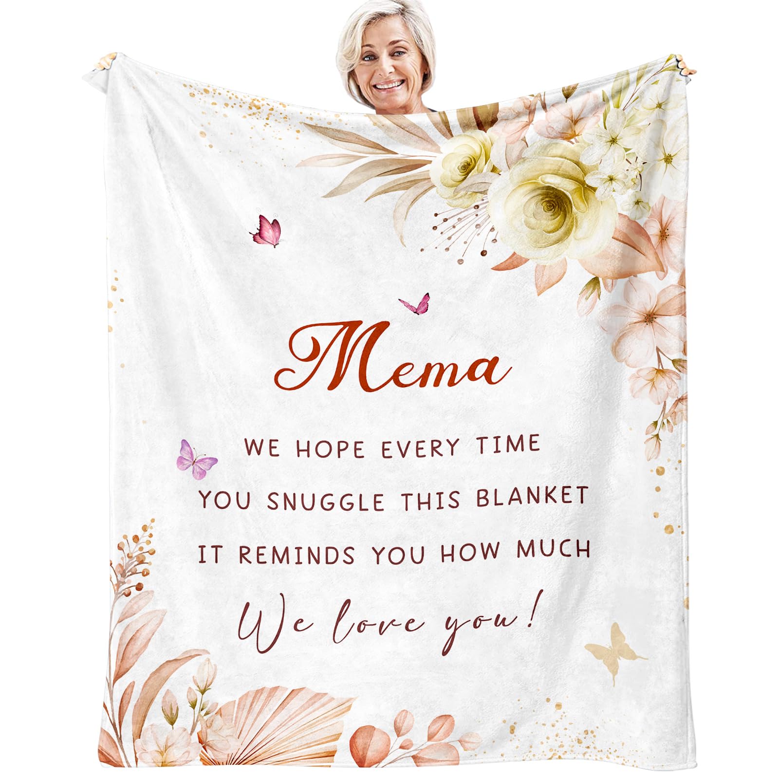 Fesangtao Mema Gifts for Grandma - Gifts for Mema - Mema's Gift from Grandchildren/Grandkids - Best Memas Ever Gift for Retirement Birthday Blanket 60