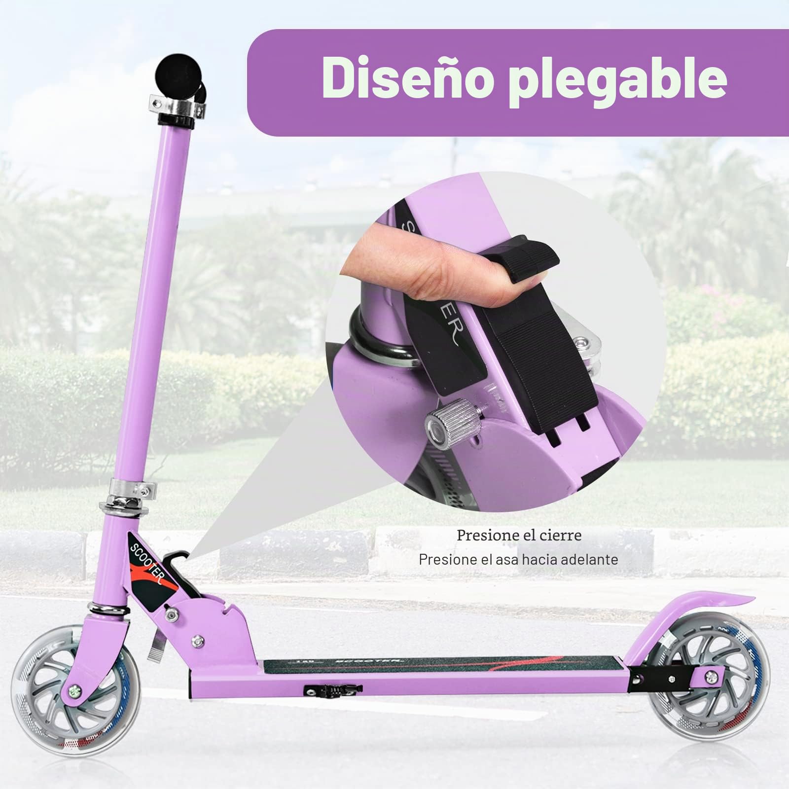 GOPLUS Patinete plegable para niños, con ruedas LED, a partir de 4 años hasta 70 kg