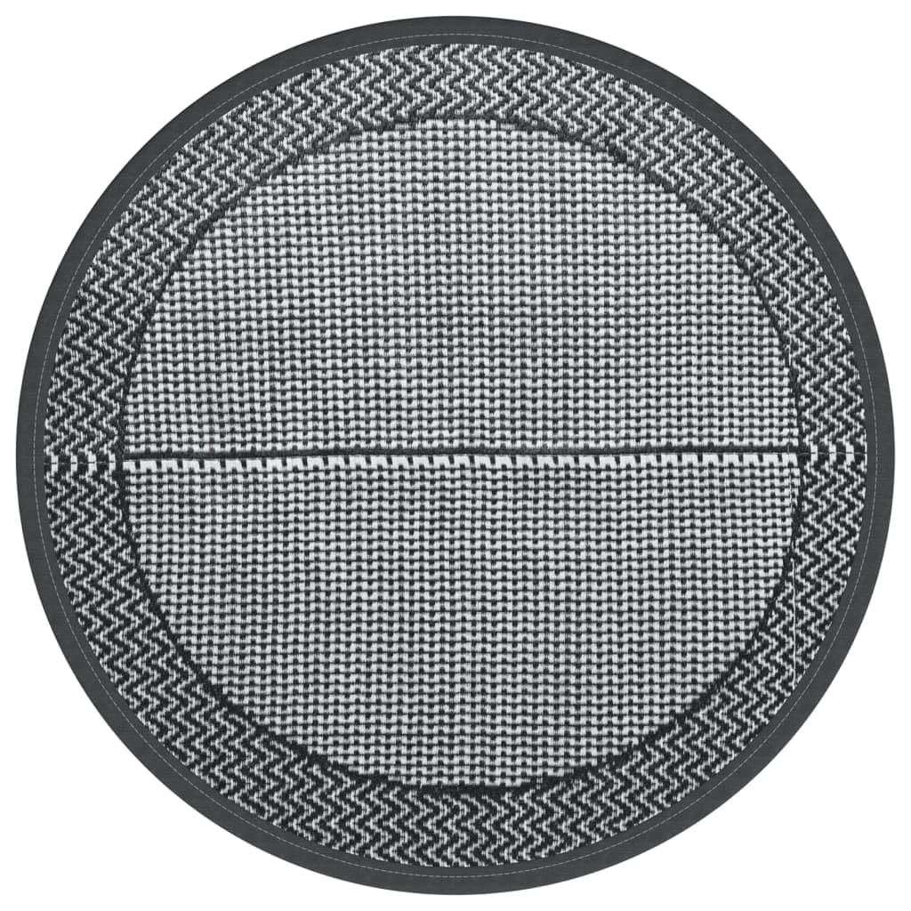 Tappeto per esterni ARAKIL grigio, diametro 120 cm, in polipropilene resistente, tappeto da giardino reversibile, per balcone, terrazza e soggiorno