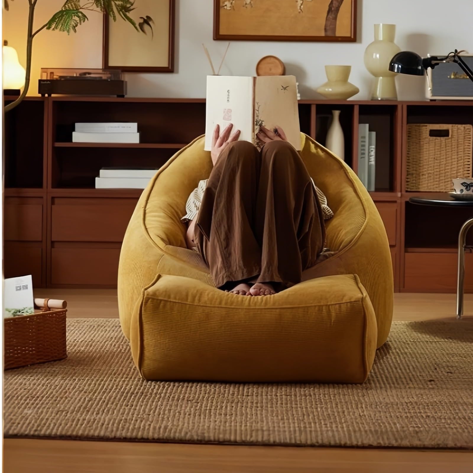 Strona główna Leniwa Sofa Krzesło z workiem fasolowym do relaksu Nadaje się balkonu w sypialni Worek fasoli(Yellow)