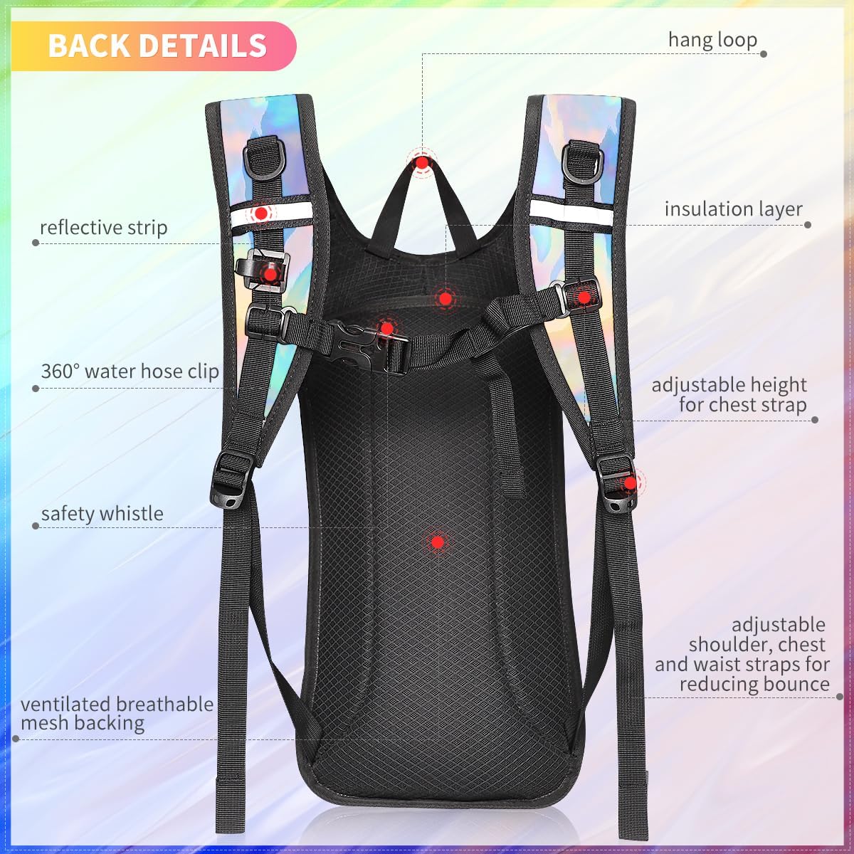 Hydration Backpack, Water Backpack with 2L Hydration Bladder, Rave Backpack Hydration Pack, Festival Essential for Raves, Hiking, Cycling, Climbing, Running, Outdoor, Camping and More - Image 2