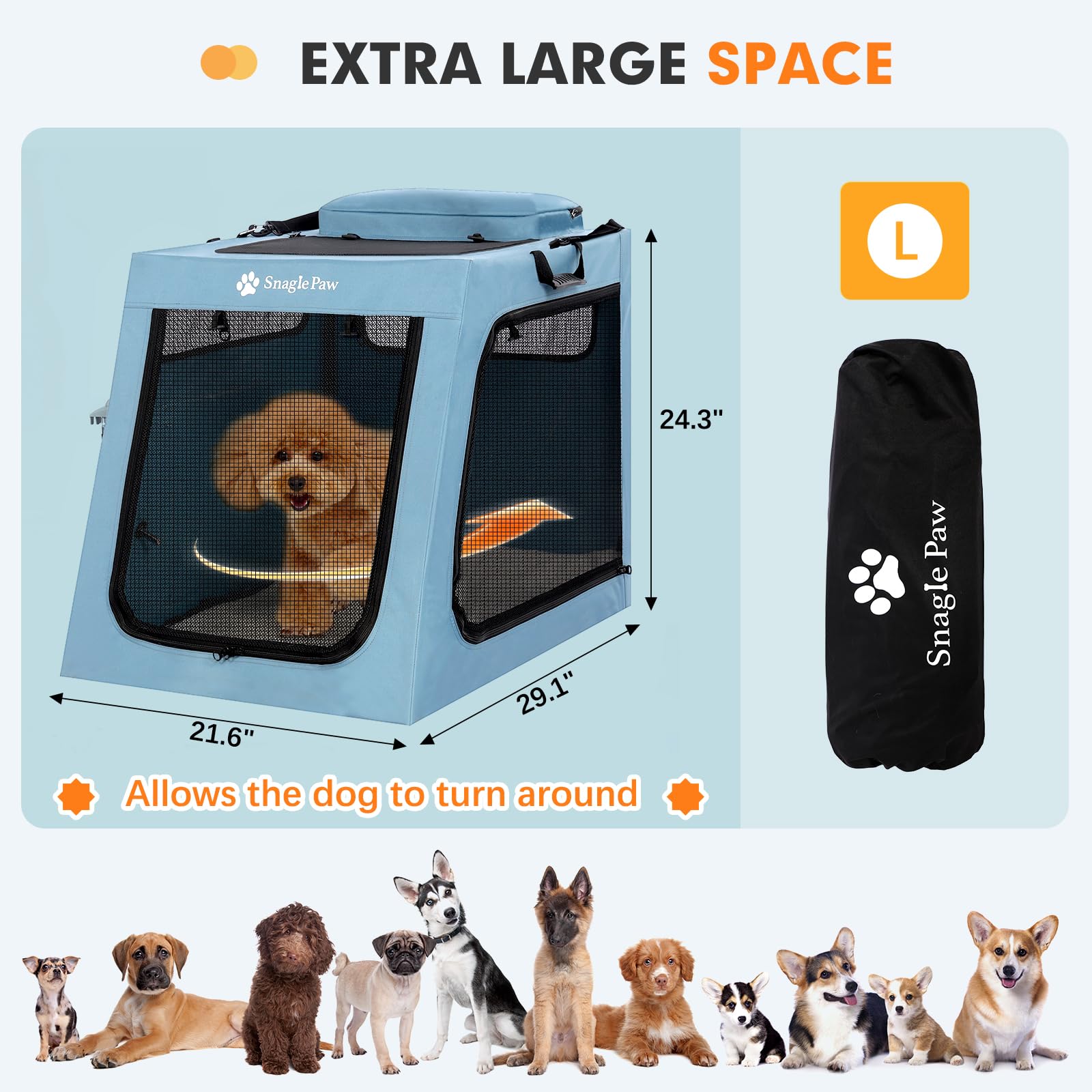 Amazon.co.jp: Snagle Paw ポータブル犬用クレート 車での旅行用