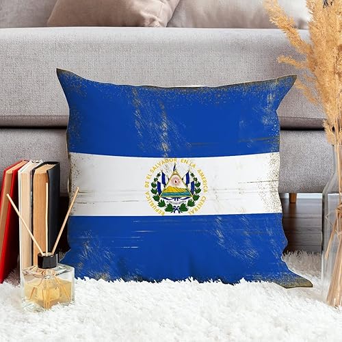 Miniatura 5 de Funda de almohada con bandera de El Salvador de 18 x 18 pulgadas, funda de cojín decorativa de terciopelo con cremallera para sala de estar y