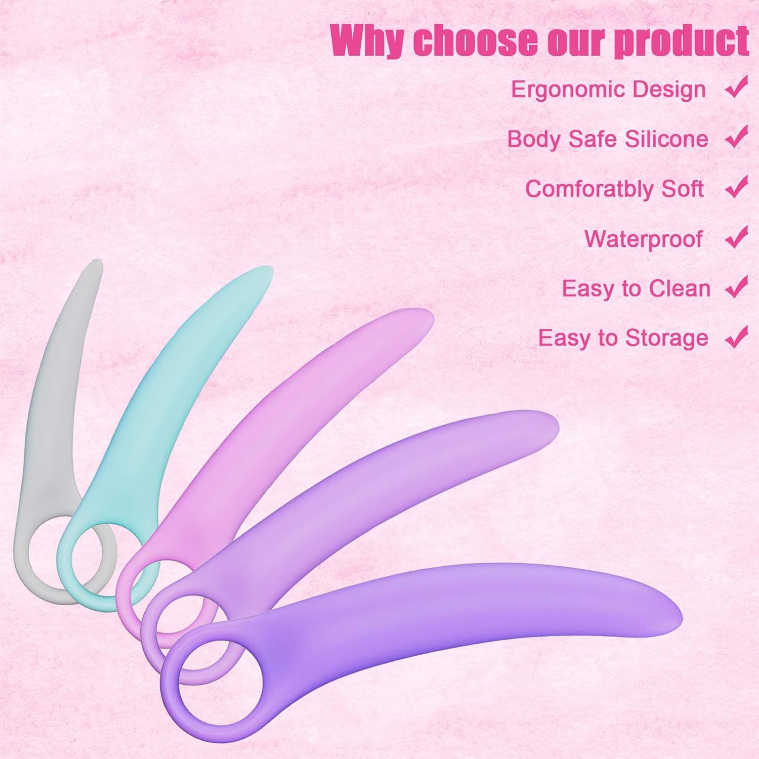 Silicone Dilatatori 5 Pezzi, Dilatatore Vaginale, Dilatatore Ano per Donna Uomo