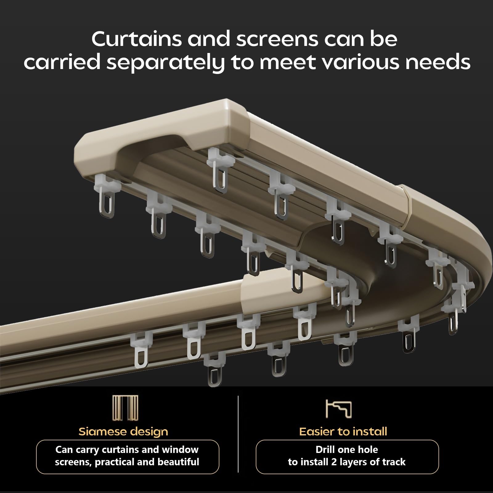 Scorrevole Binario per Tende Bastone per Tenda Pieghevole a Forma di L e U e S Binari Doppio per Tenda da Soffitto Divisoria con Angoli a 90° Asta per Tenda Doccia(Bianco,200cm/6.5ft (2*100cm))