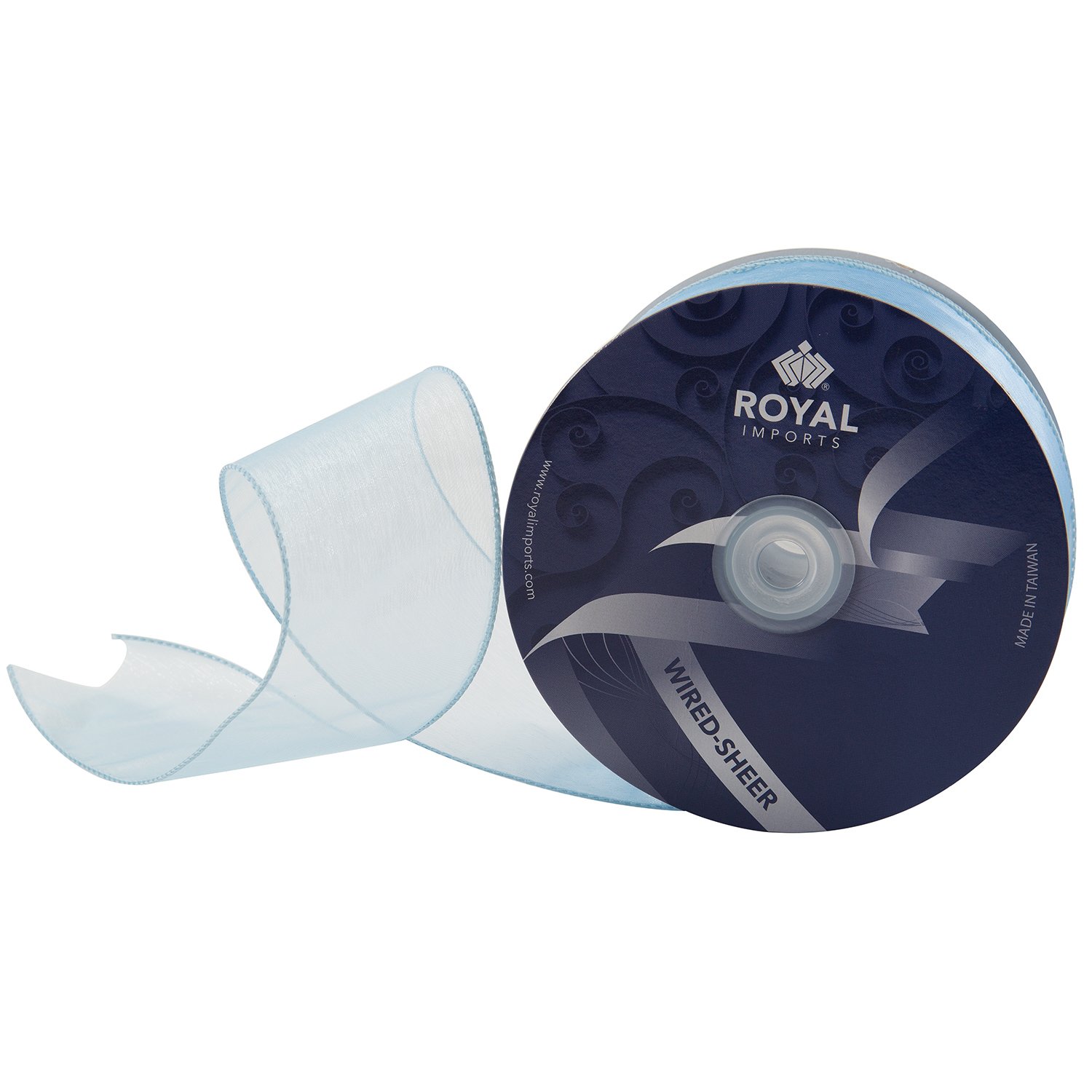 Royal Imports Light Blueorganza Wired Sheer Ribbon 2.75" (40) For Floral & Craft Decoration, 50 Yard Roll (150 Ft Spool) Bulk