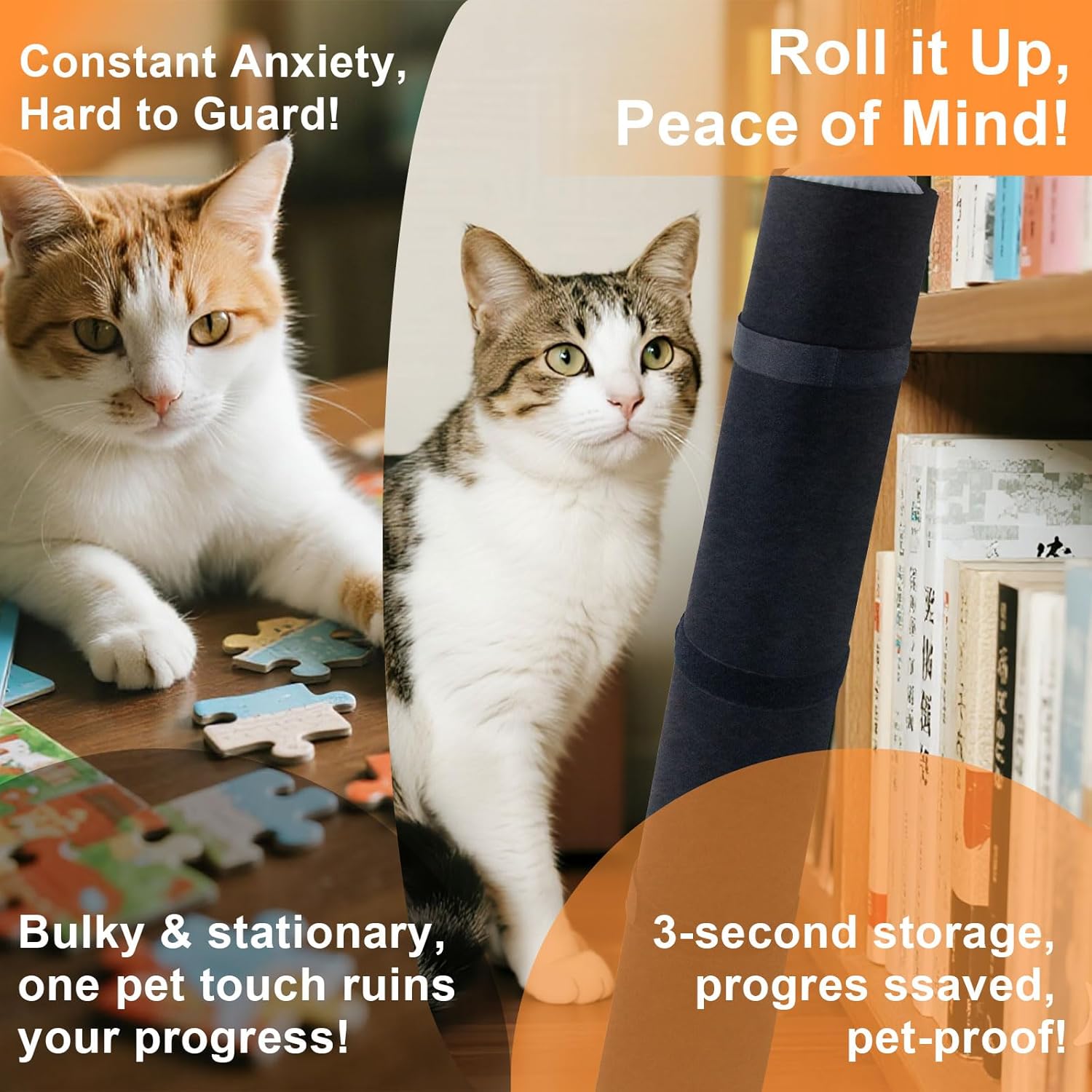 Napzy Jigsaw Puzzle Mat with 8 Sorter Trays, Roll Up Storage for 2000 1500 1000 Pieces Puzzle, Portable Puzzle Saver & Organizer, Inflatable Tube, Air Pump, Straps & Carry Bag for Travel