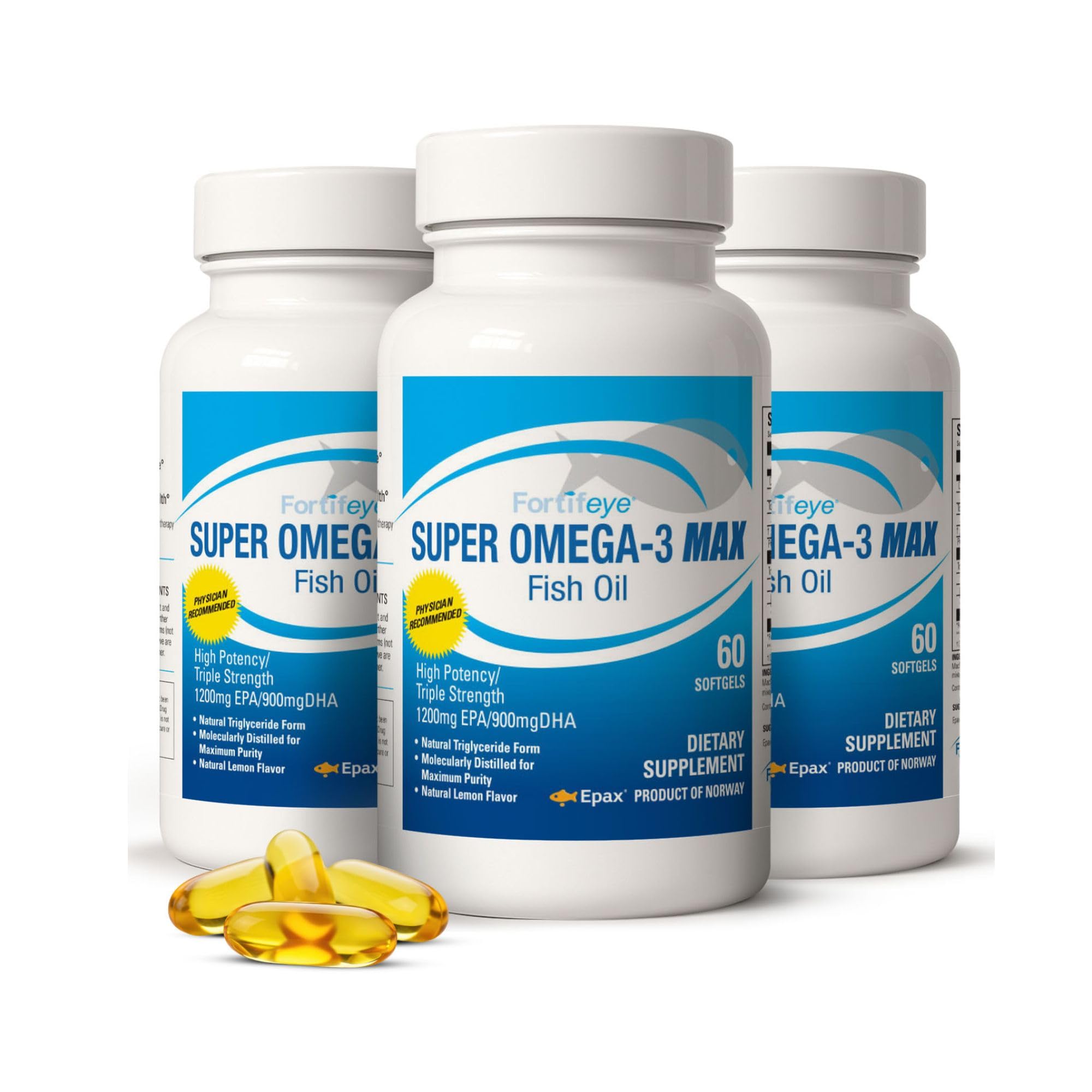 Fortifeye Super Omega-3 Max Fish Oil - 60 Count - Quadruple Strength Ultra-Pure rTG Omega-3-2400mg EPA + DHA in 2 Softgels - Expertly Concentrated & Purified in Norway from Wild Fish - Lemon Flavor — Amazon image 11