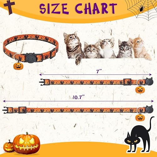 KOOLTAIL Breakaway - Collar de gato con campana, paquete de 2 collares de gato con hebilla de seguridad, collar ajustable para niños y niñas,