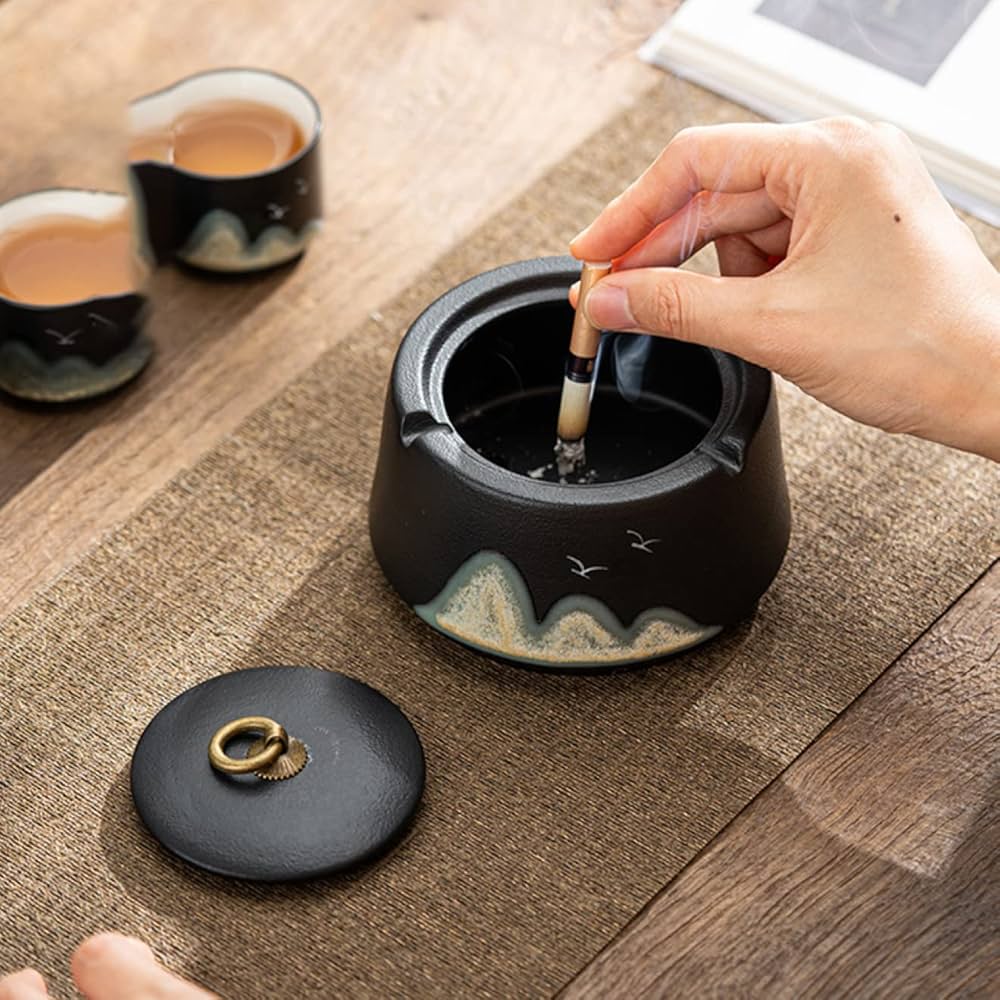 Amazon.co.jp: アッシュトレイ 灰皿 セラミック 山の柄 スモーク用品