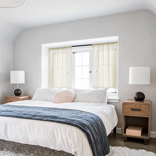 Miniatura 5 de Cortinas transparentes de MRTREES, cubren media ventana, para cocina, baño, cafetería, cortinas cortas, transparentes, cortinas transparentes que