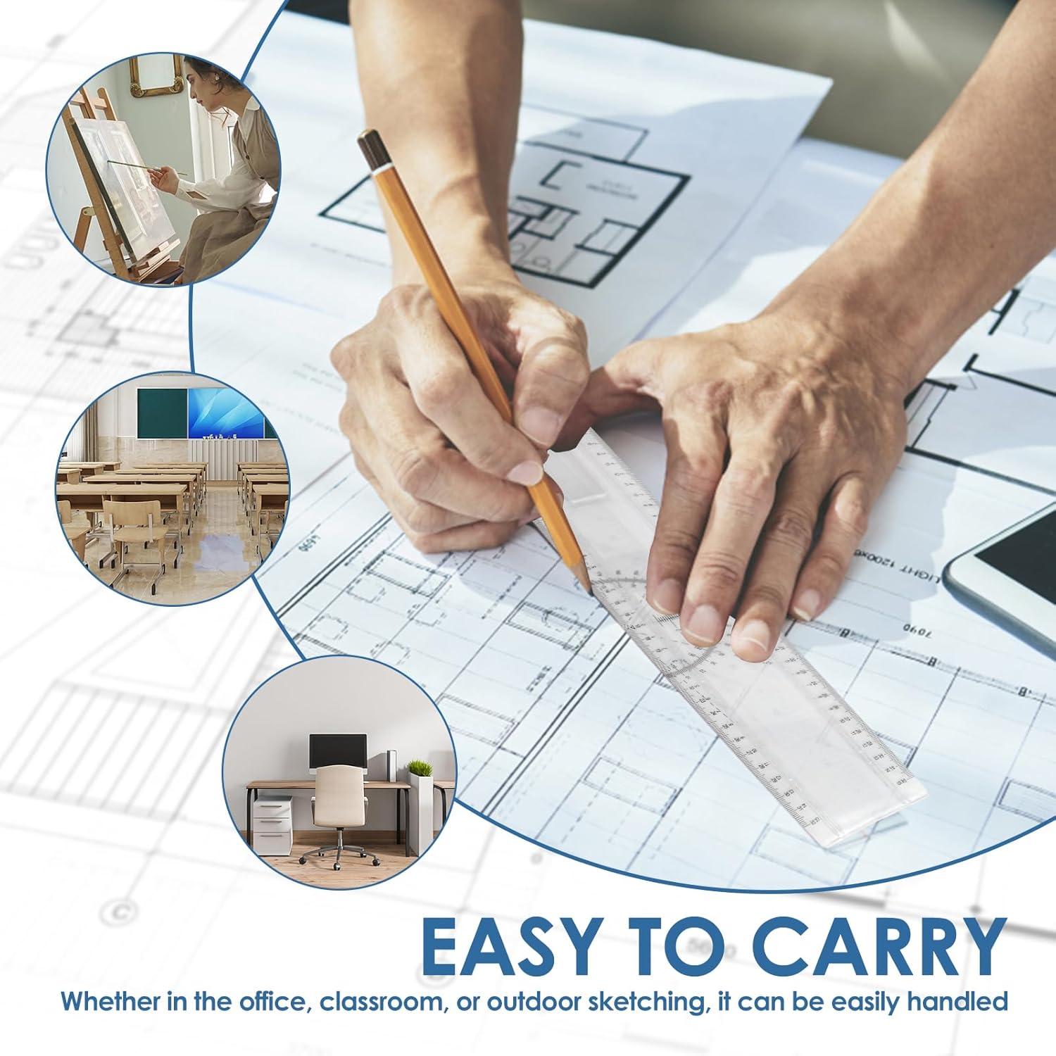 A4 Drawing Board Drafting Table, Portable Architectural Drafting Tool Set, Practical Architectural Supplies for Office Classroom Outdoor Sketching