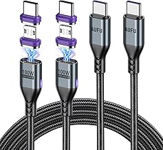 AUFU 100W Ladekabel Magnetisch [2Stück 1m 1,8m], 16PIN Flach Magnet Ladekabel 2 in 1 Typ C Schnellladung Magnetisches Kabel mit USB C/Micro für Phone 16 Pro Max/Mac-Book Pro Pad Air Galaxy S24/S23