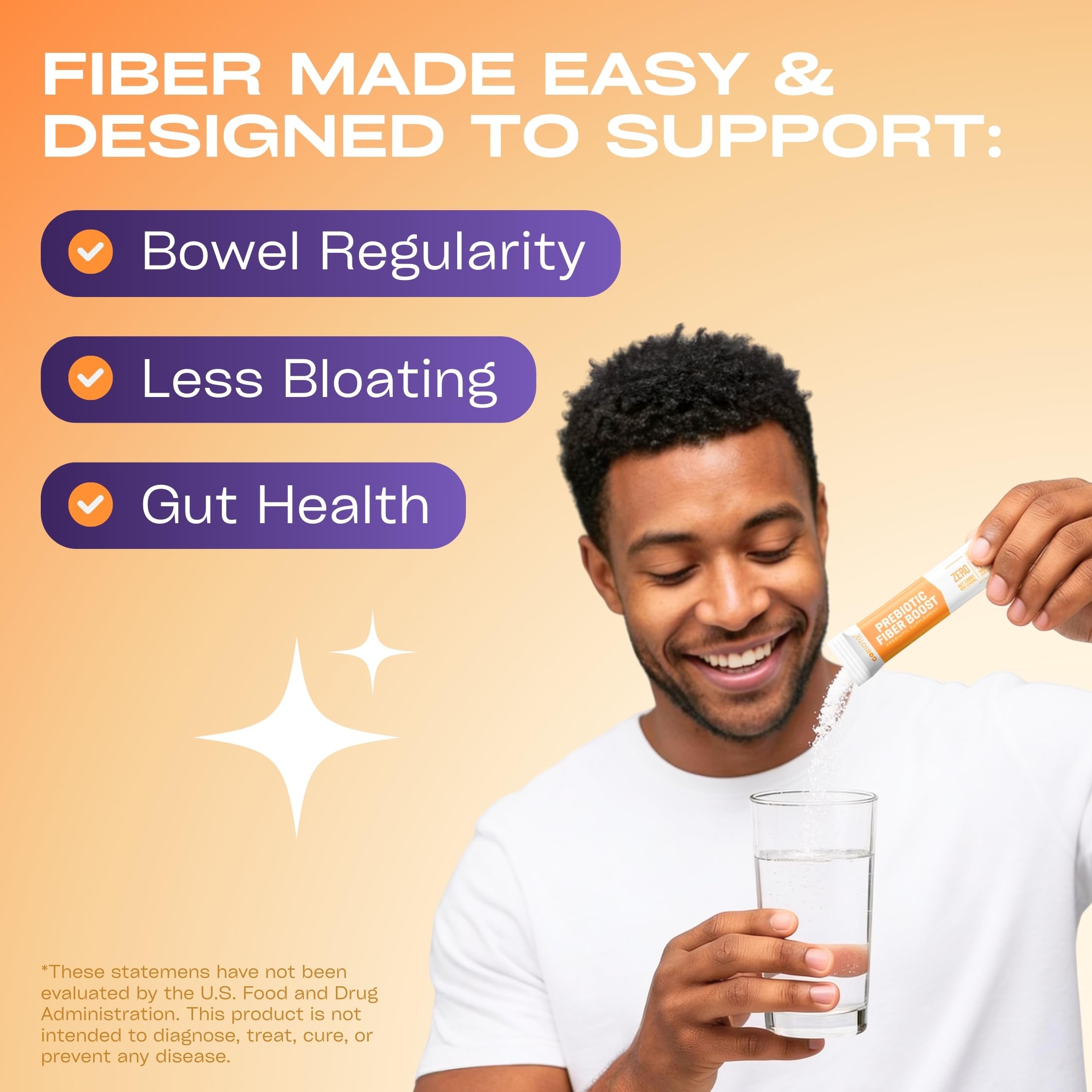 GoBiotix Fiber Supplement Powder with Prebiotics for Digestive Health and GLP-1 Support, Soluble Fiber for Gut Health & Debloat, Keto, Vegan, Gluten & Sugar Free, 20 Servings (Travel) — Amazon image 3