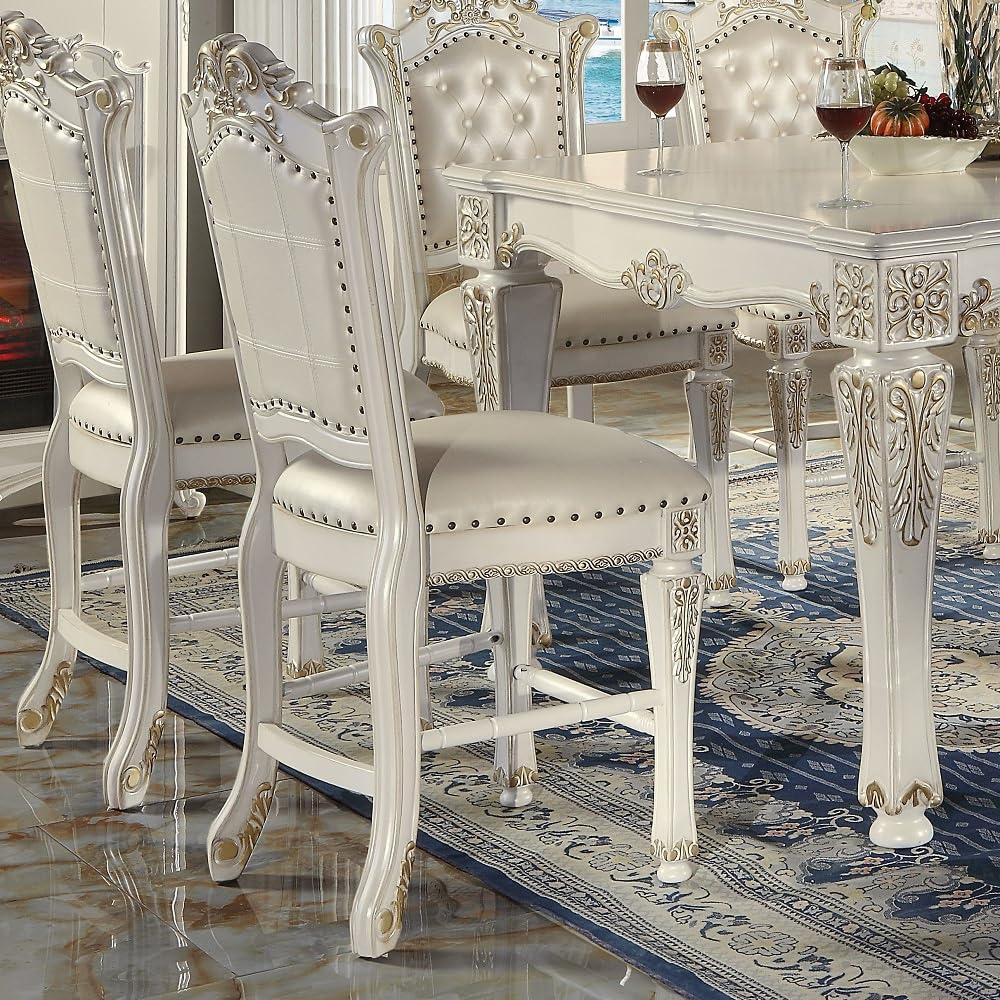 Amazon.com - Antique Pearl Counter Height Chair with Nailhead Trim