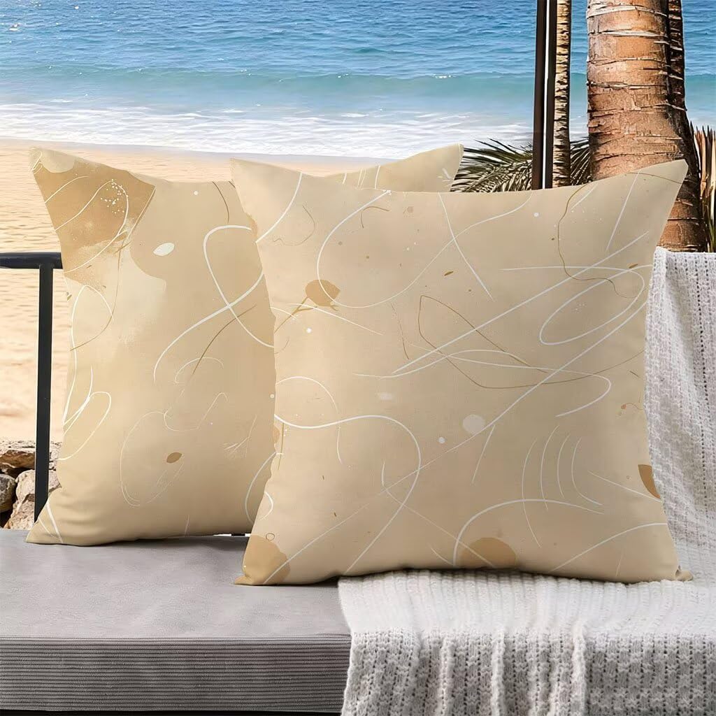 Housse coussin exterieur 70x70 imperméable anti-tache lot de 2 taies carrées