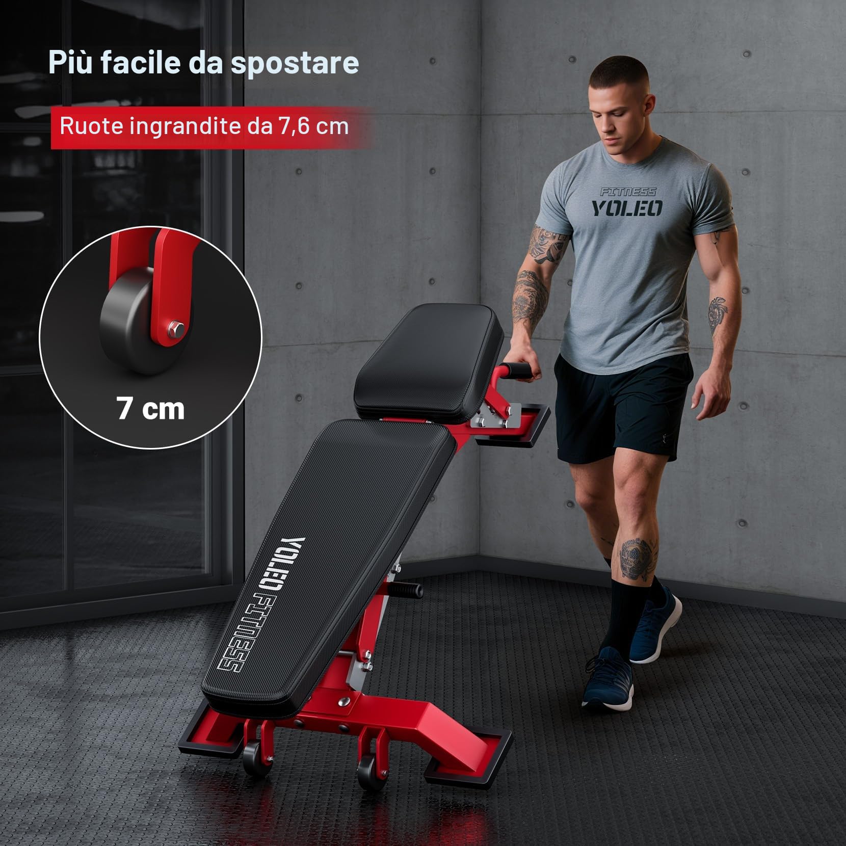 YOLEO Panca pieghevole da 1000 kg, multifunzione, con supporto per schiena e testa e colonna vertebrale, allenamento fitness, panca inclinata