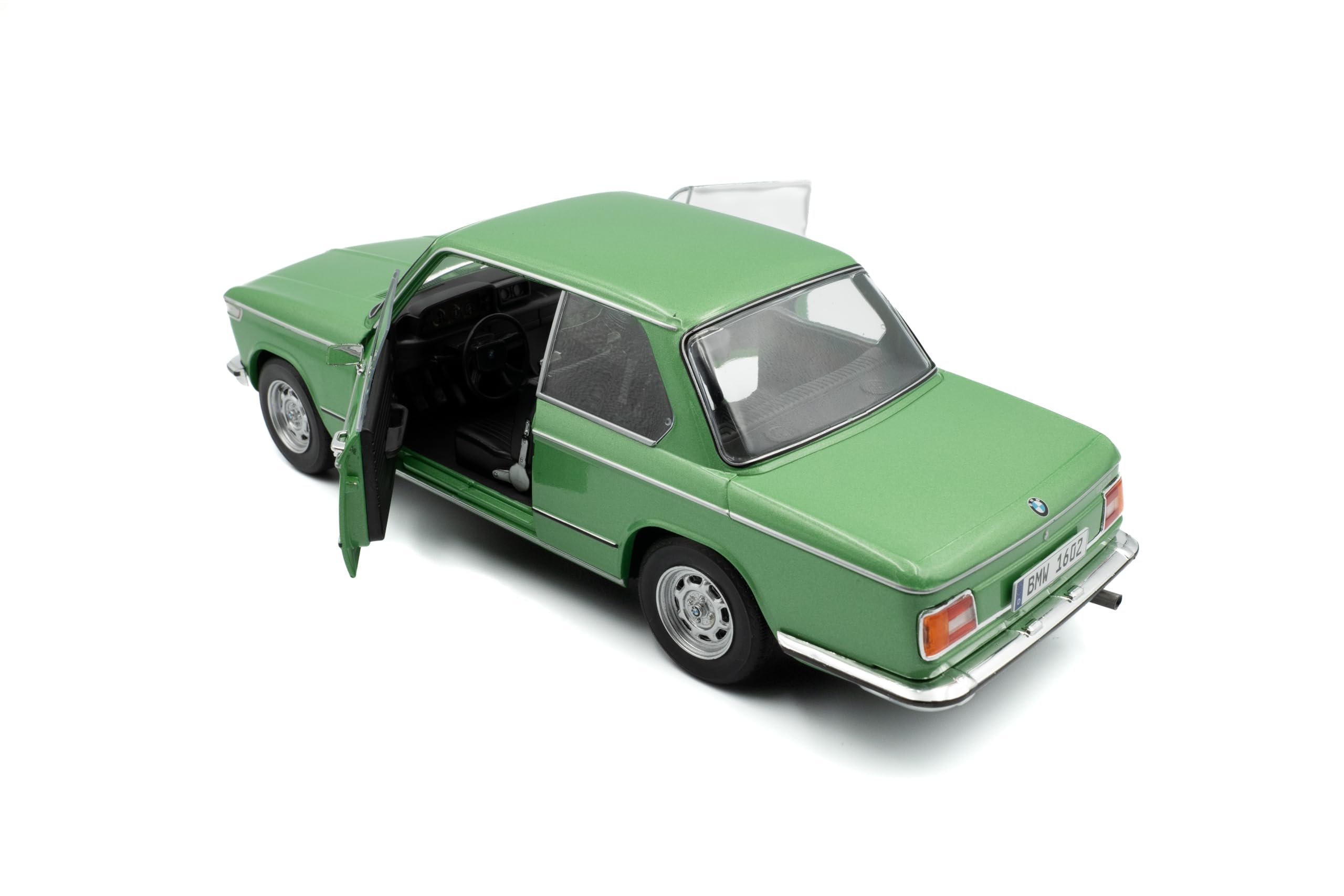 Solido BMW 1602 (1971) – Kompaktklassiker mit runder Front, bewegliche Türen und Lenkung, Diecast Modellauto, Taigagrün, 1:18