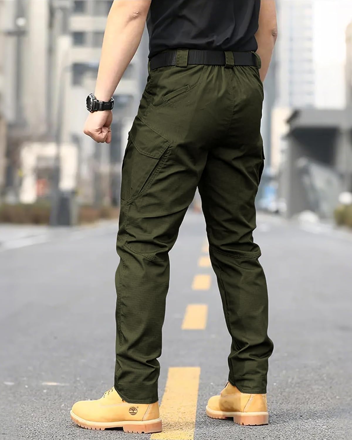 Men's Lightweight Quick-Dry Tactical Pants, Water Resistant Hiking Pants with Pockets for Outdoor & Work (No Belt) - Image 5