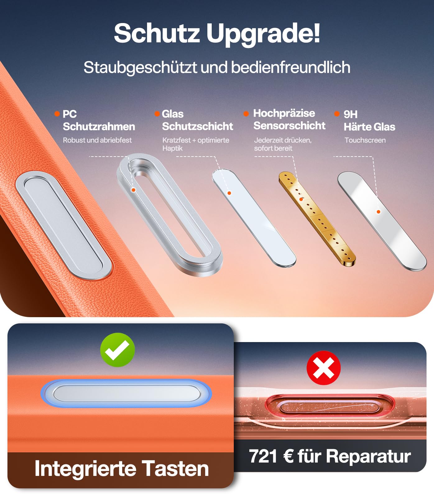 TORRAS Ostand Q1 für iPhone 17 Pro Hülle mit MagSafe und Ständer, Orange | Flache Haptik, Case & Handyhülle für iPhone 17 Pro mit 19 N Magnetkraft, drehbarem Ständer und Militärstandard-Fallschutz