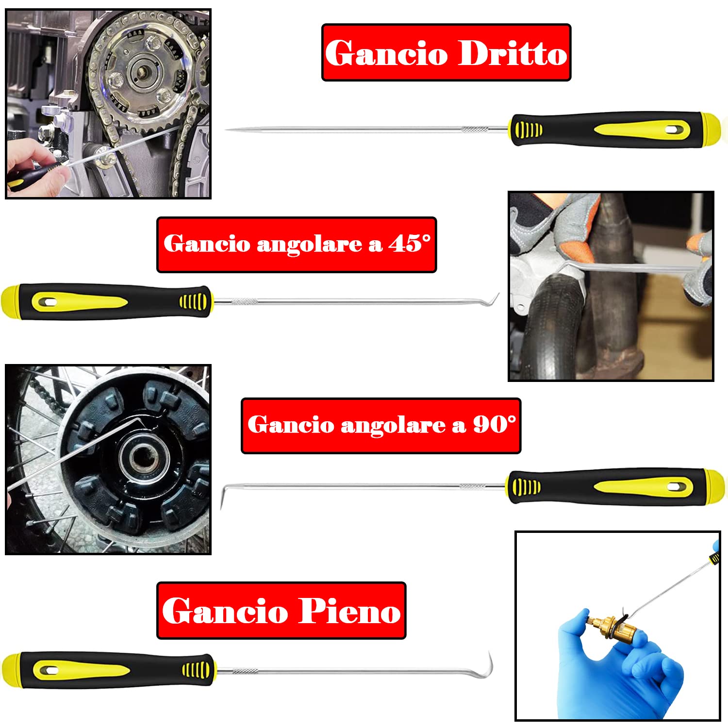 Set Di 9 Ganci Di Precisione Per Rimozione Guarnizioni – Perfetti Per Auto, Moto Ed Elettronica