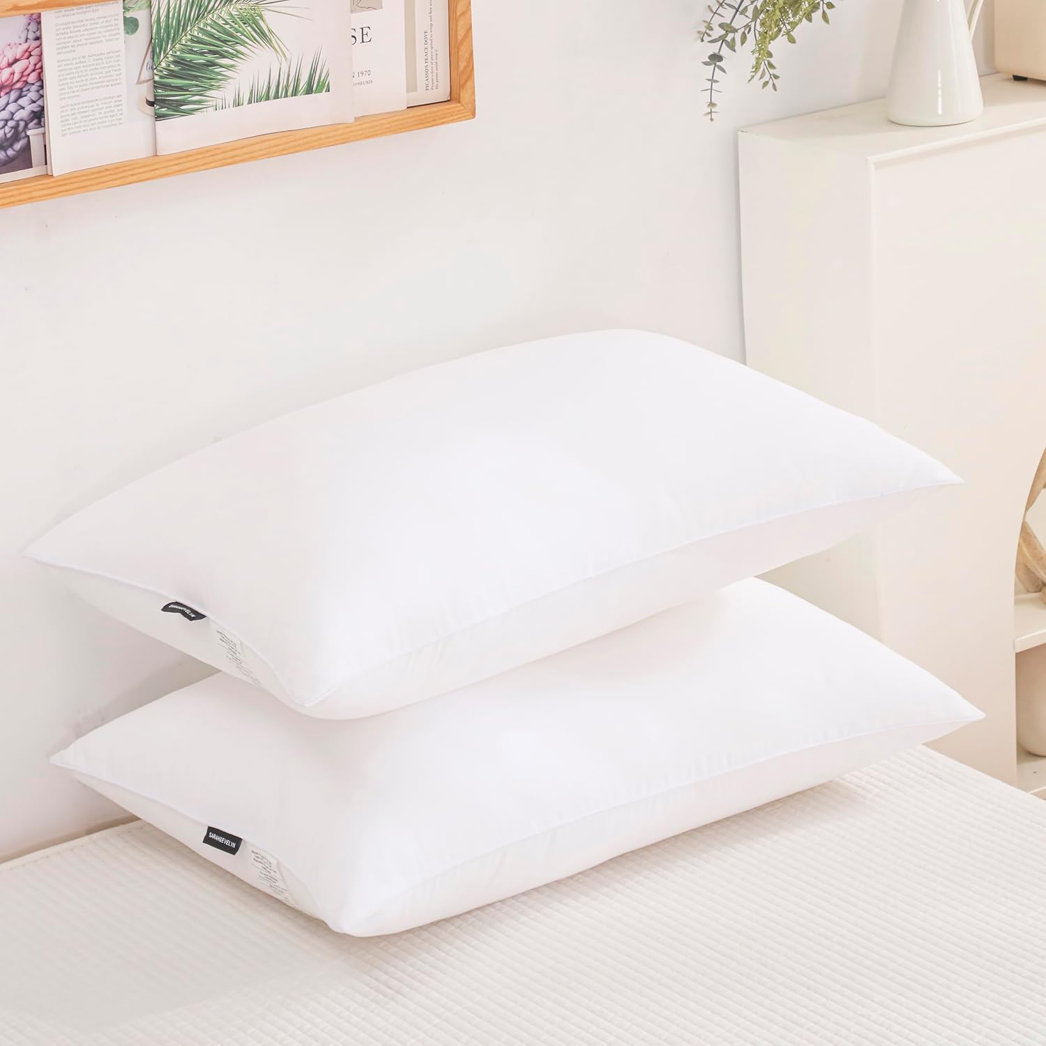 SARAH&EVELYN Gold Goose Down Alternative Bed Pillow-Soft Pillow for Side Sleepers,Set of 2,King Size(20×36IN),Super Soft Fabric Cover,Perfect for Side, Back and Stomach Sleepers